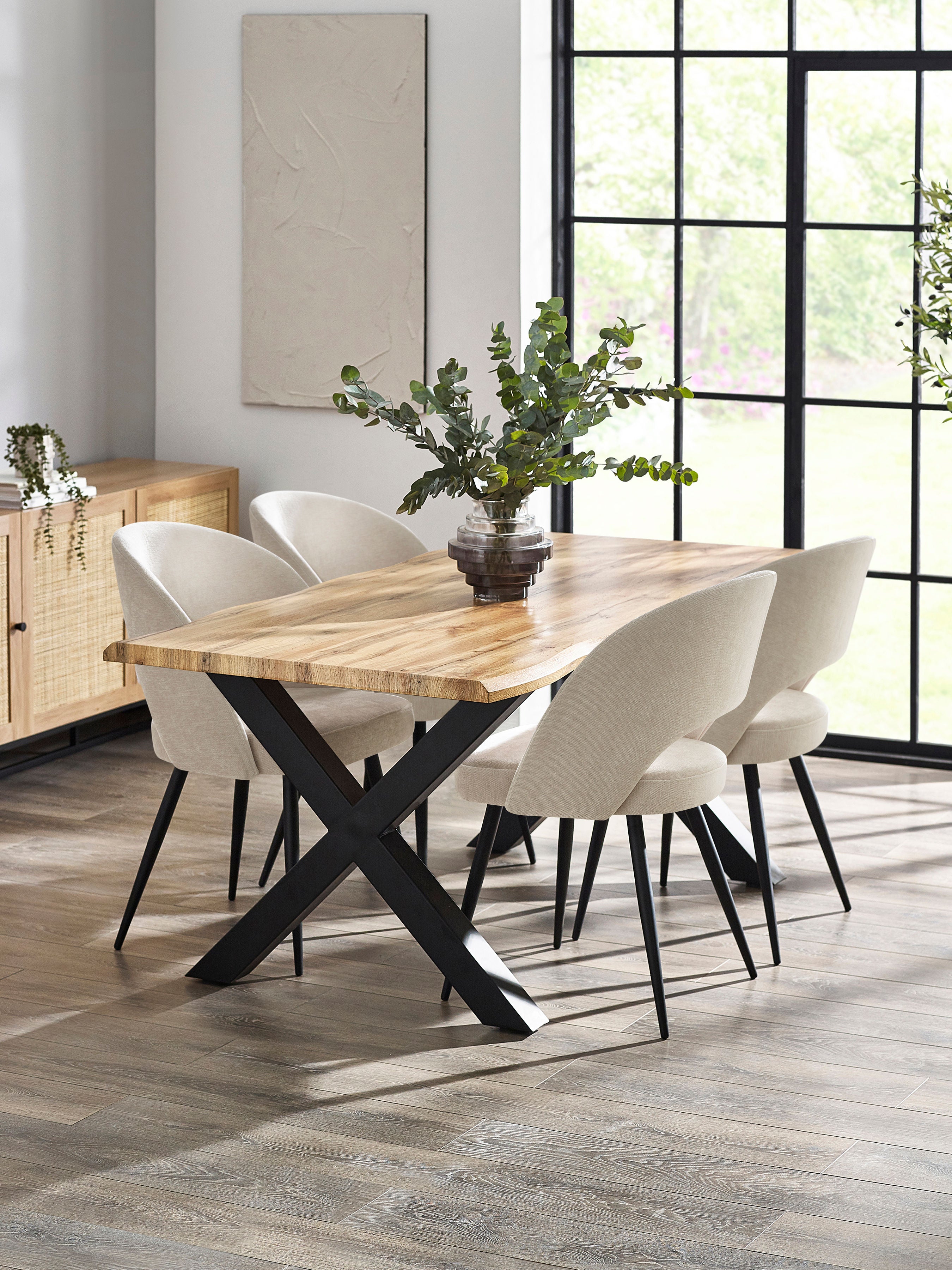 Set of 2 Incia Calico Cream Dining Chairs