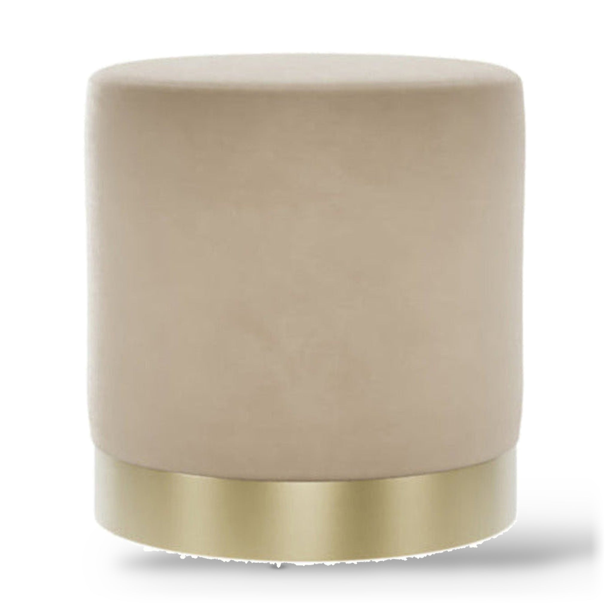 Lara Beige Velvet & Brushed Gold Pouffe | Small