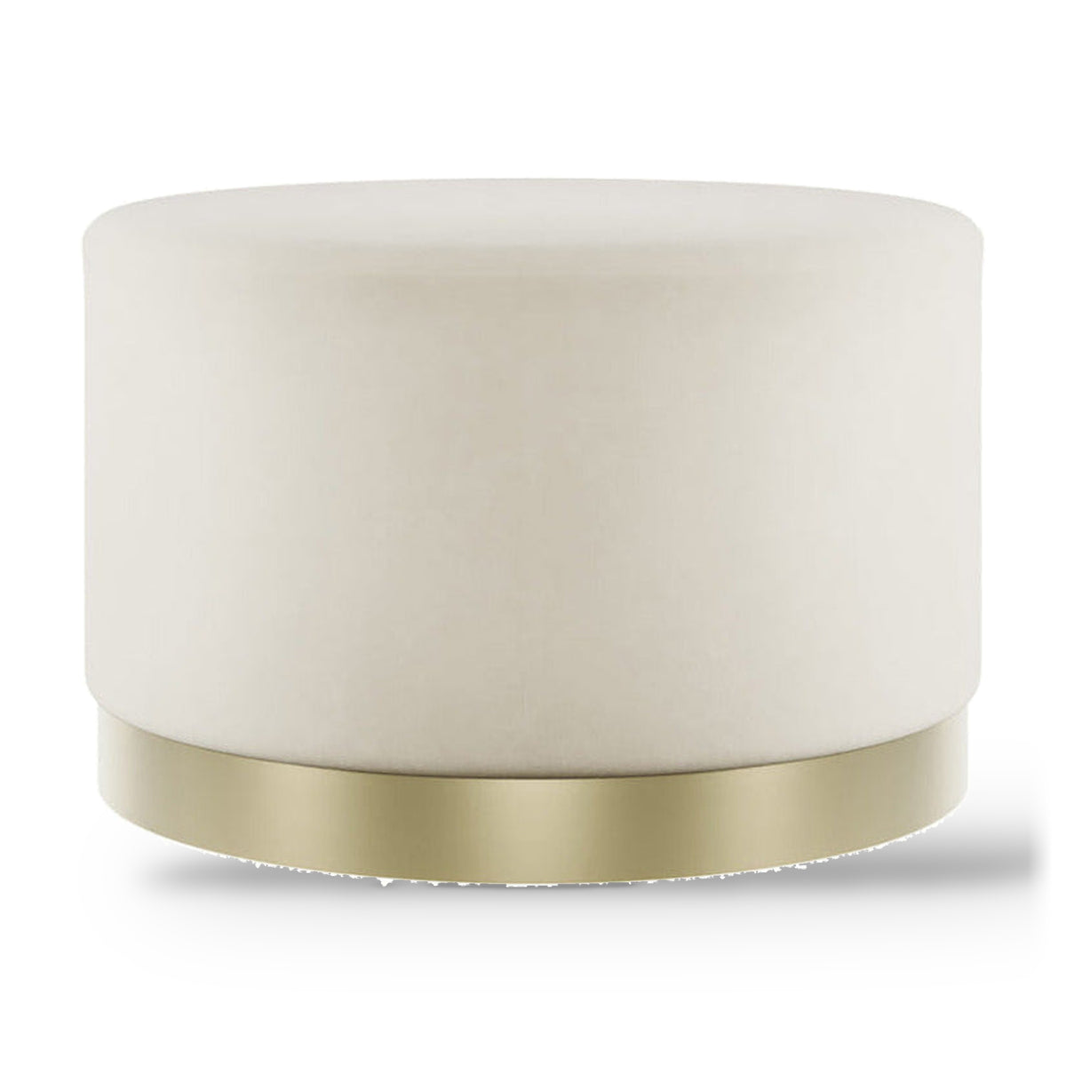 Lara Cream Velvet & Brushed Gold Pouffe | Large
