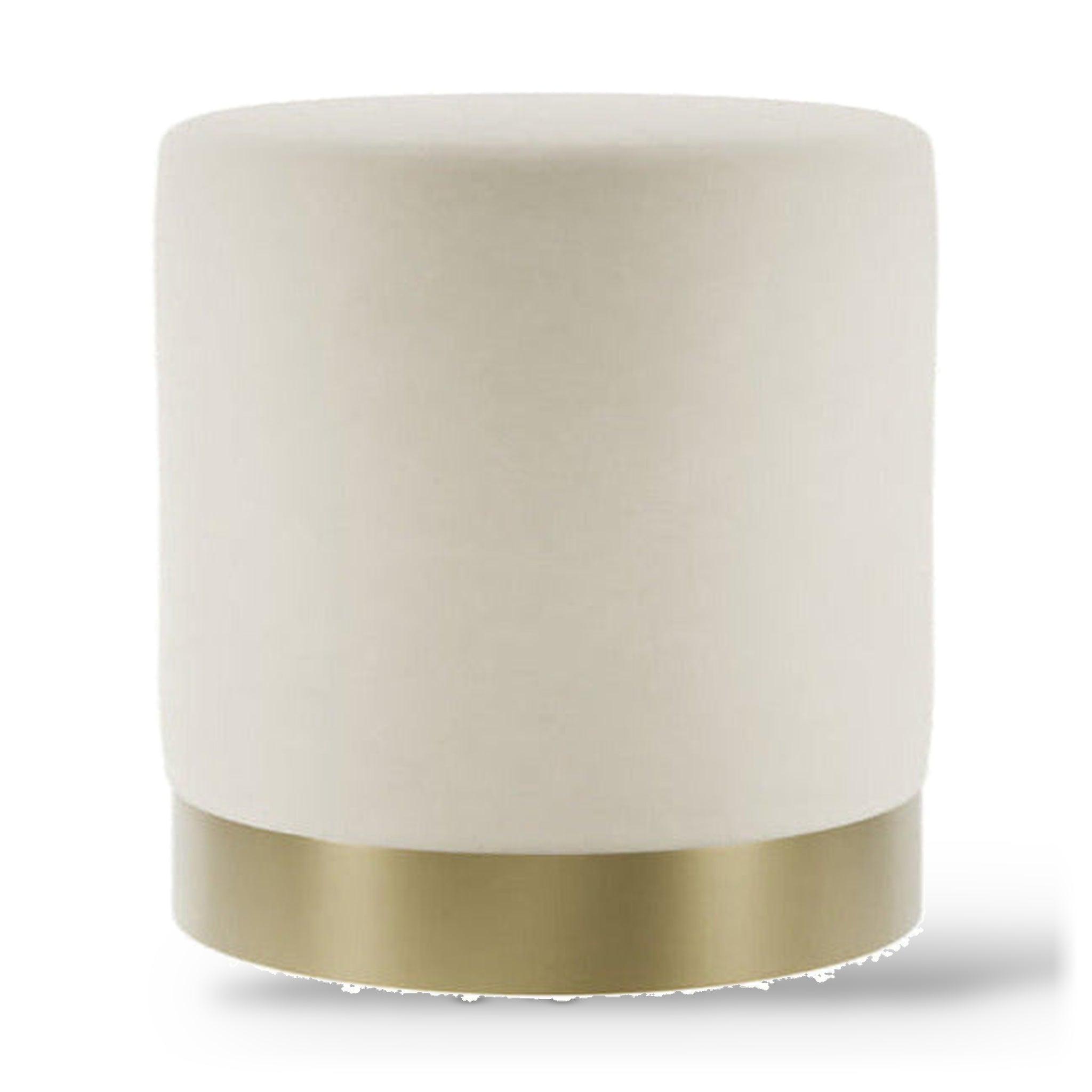 Lara Cream Velvet & Brushed Gold Pouffe | Small
