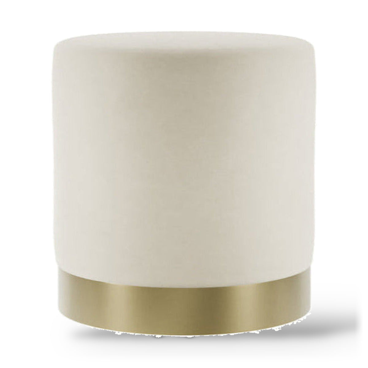 Lara Cream Velvet & Brushed Gold Pouffe | Small