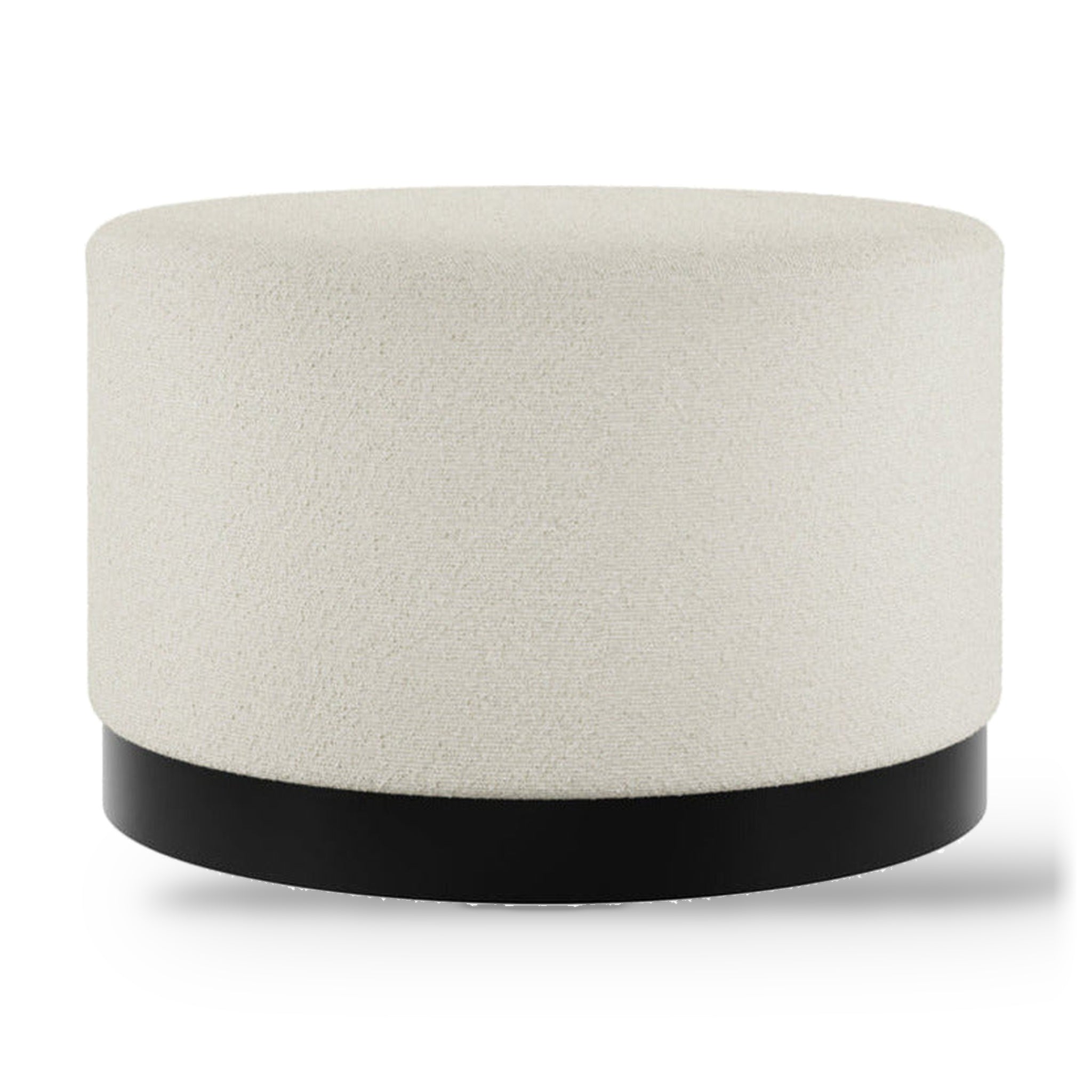 Lara Ivory White Boucle & Matte Black Pouffe | Large