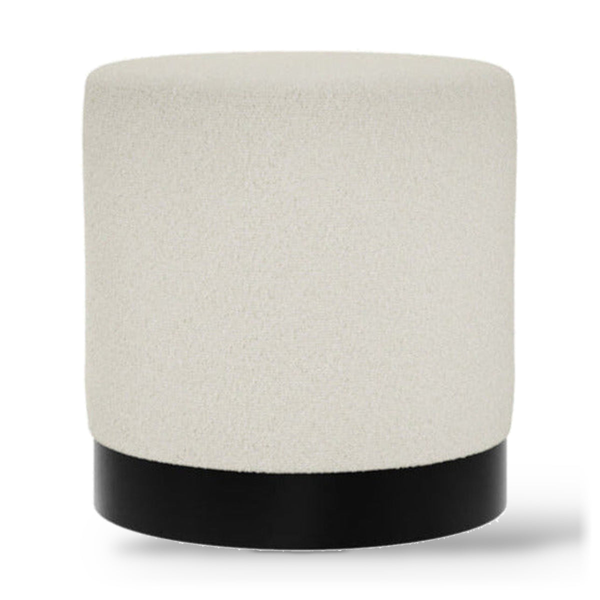 Lara Ivory White Boucle & Matte Black Pouffe | Small