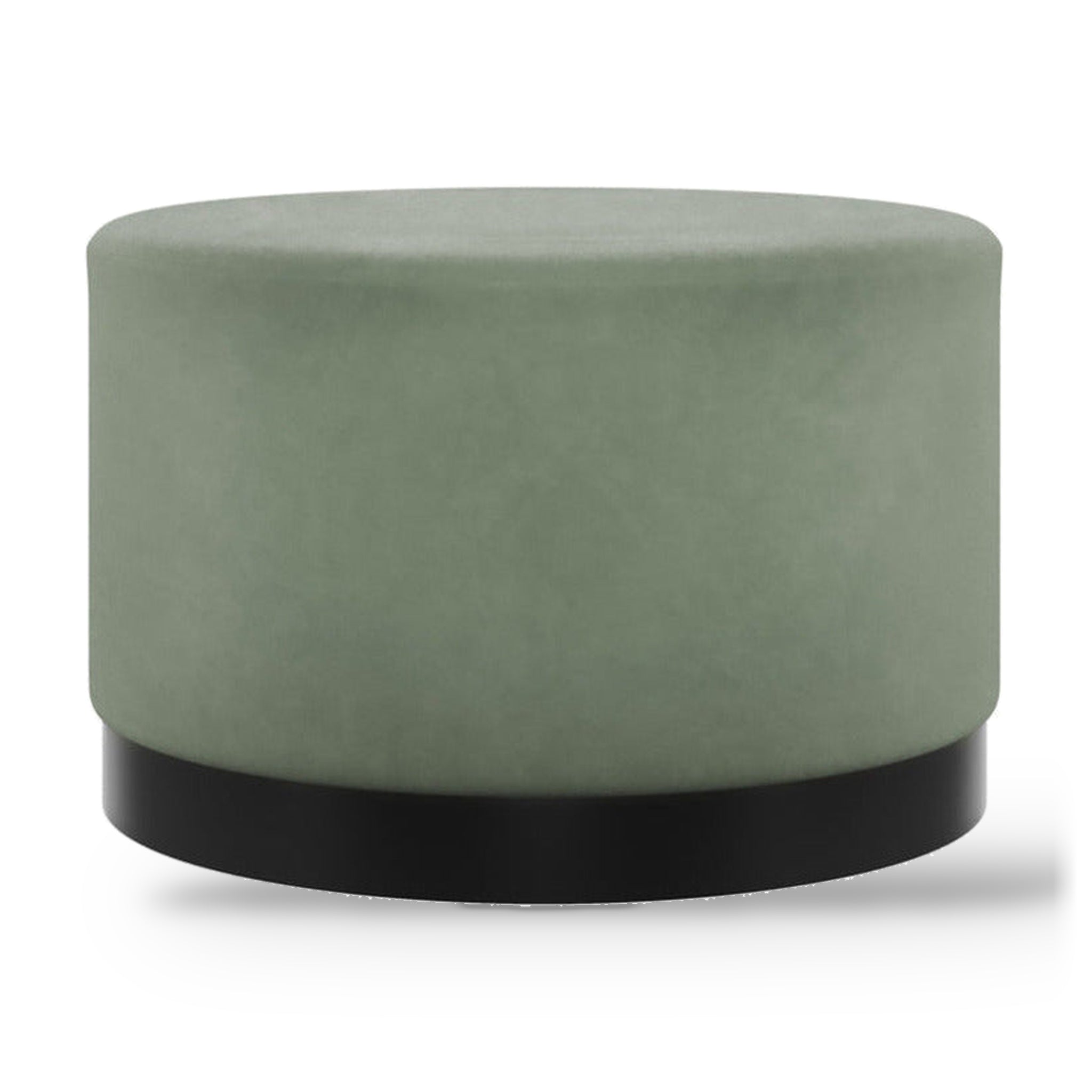 Lara Sage Green Velvet & Matte Black Pouffe | Large