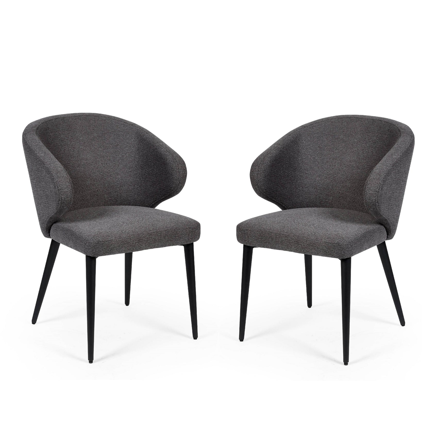 Set of 2 Anders Mid Grey Curved Dining Chairs