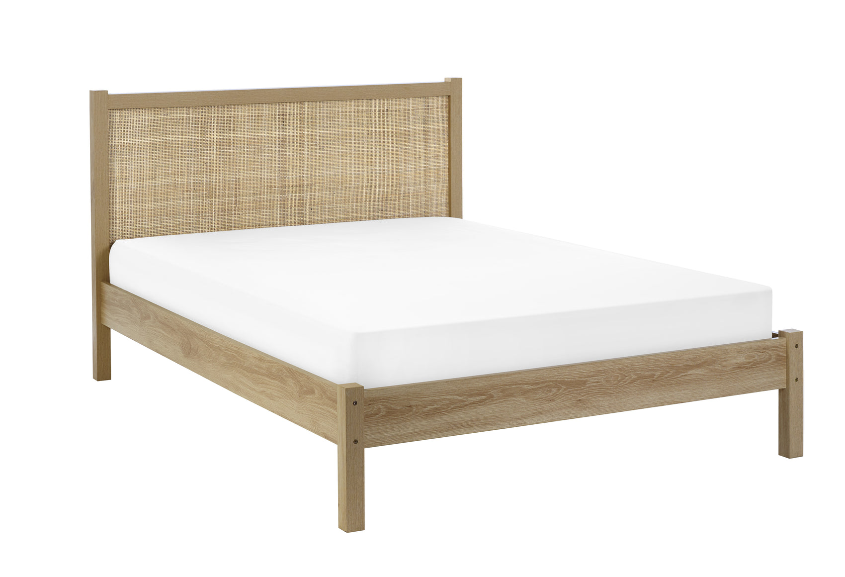 Clermont Oak Wood & Rattan Rattan Double Bed