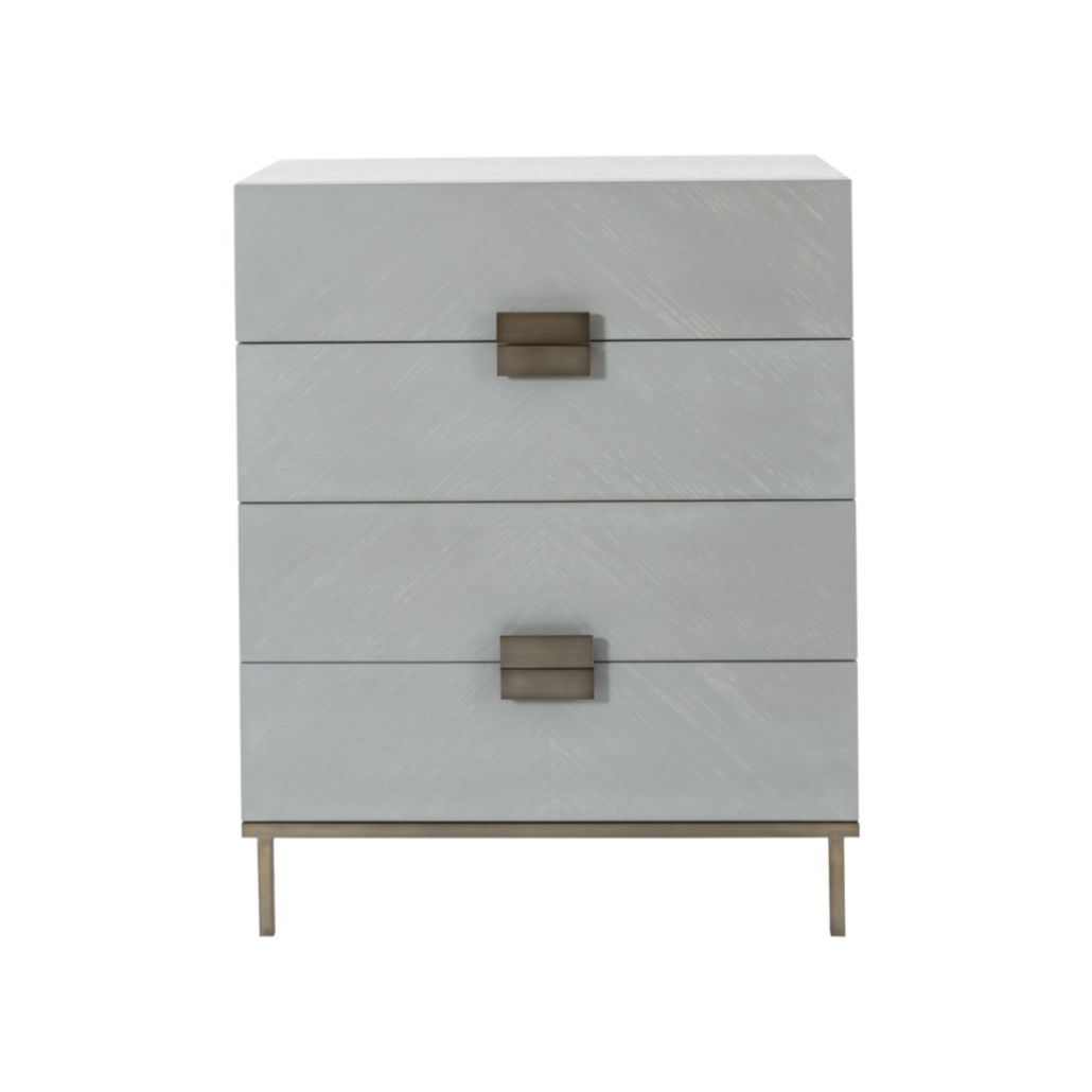 Lilly Grey Oak Wood & Bronze Chest of Drawers