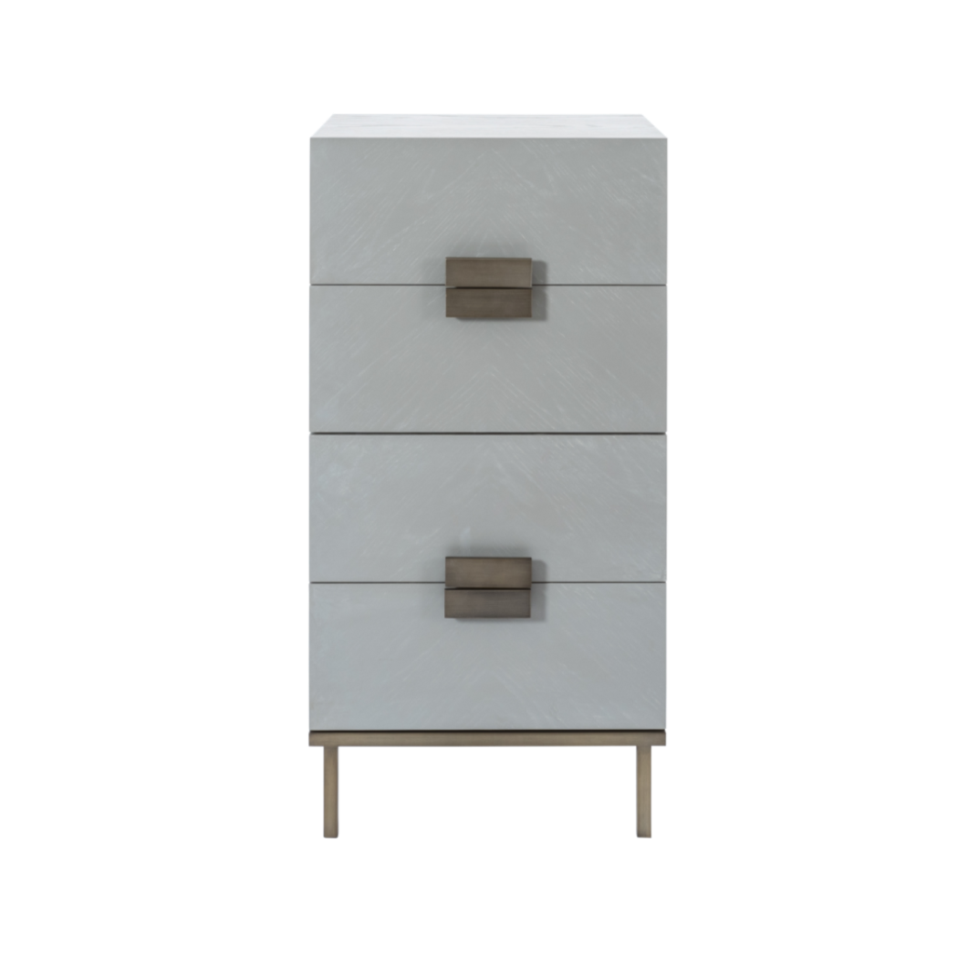 Lilly Grey Oak Wood & Bronze Chest of Drawers Tallboy
