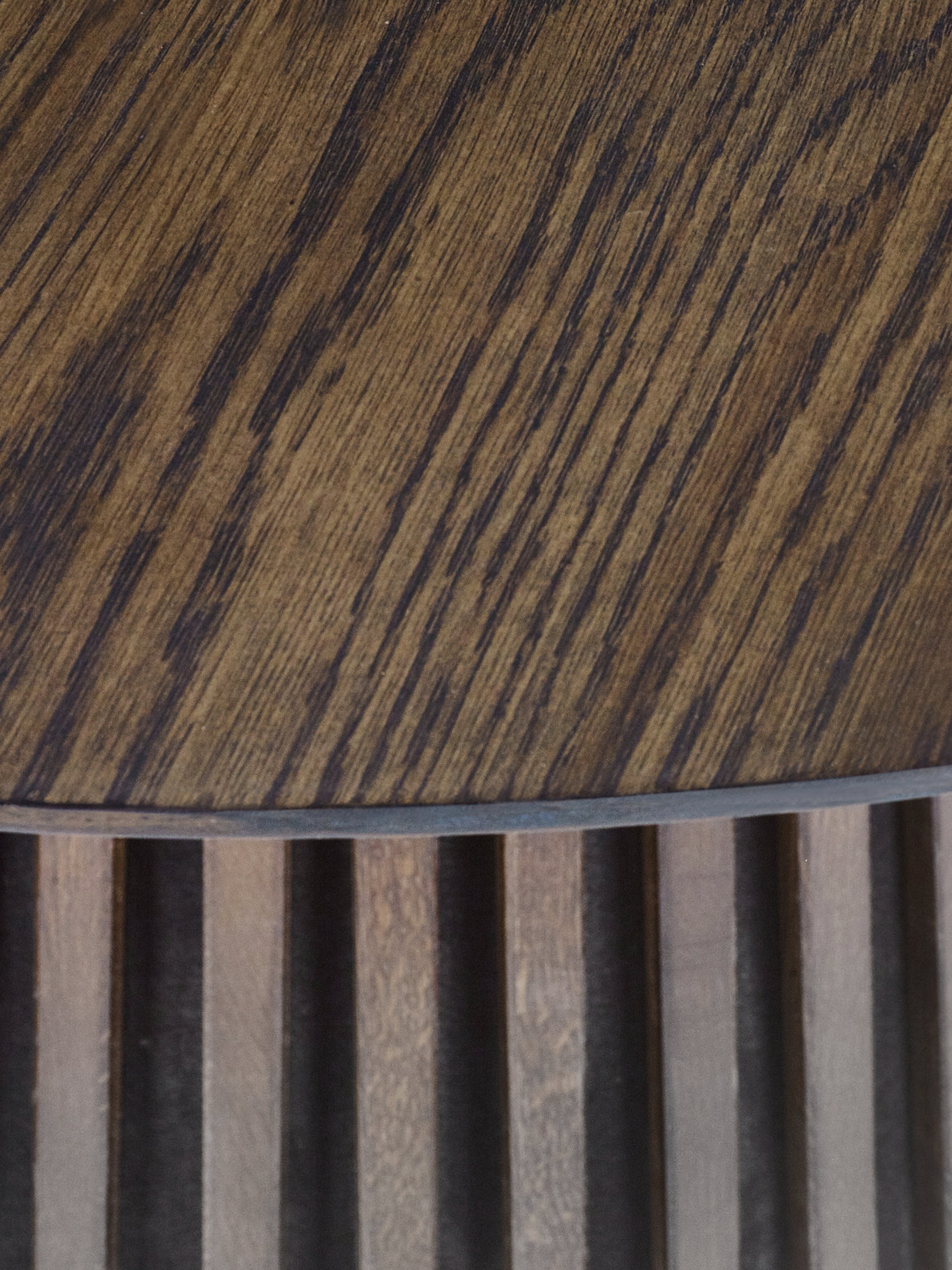 Pedra Dark Oak Wood Slatted Extending Dining Table