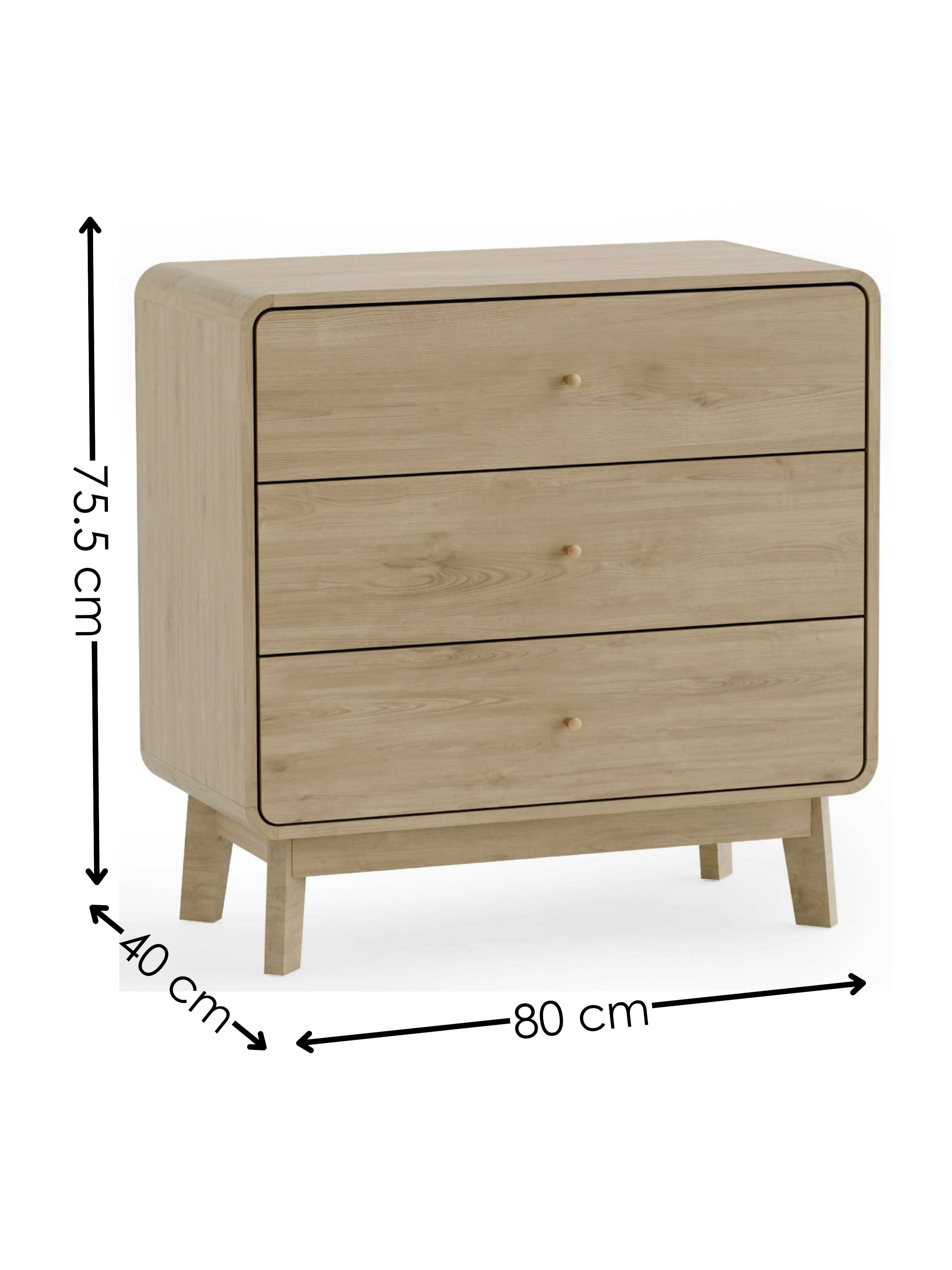 Boswell Oak Wood Chest of Drawers | 3 Drawers