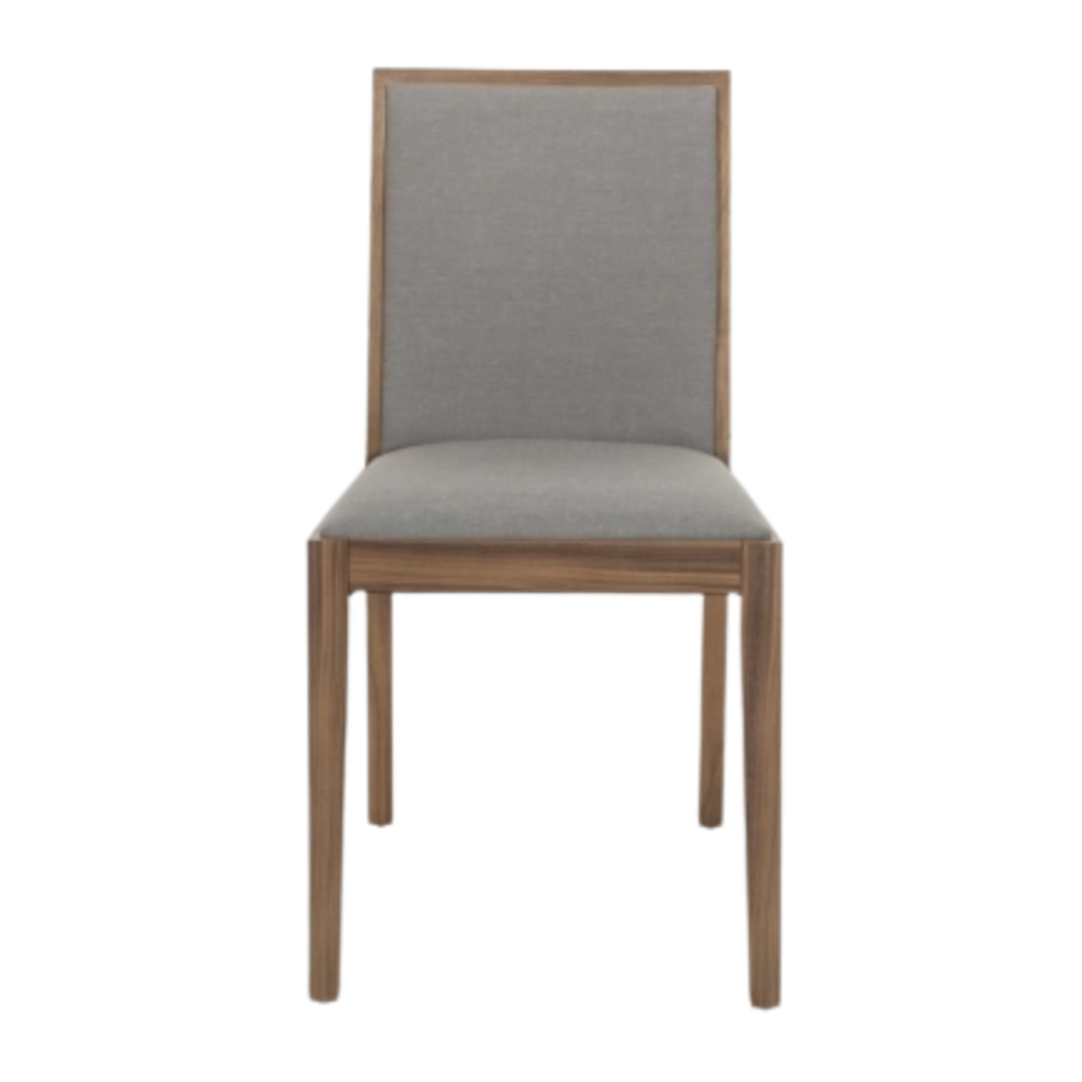 Set of 2 Lotus Walnut Brown Wood & Grey Dining Chair