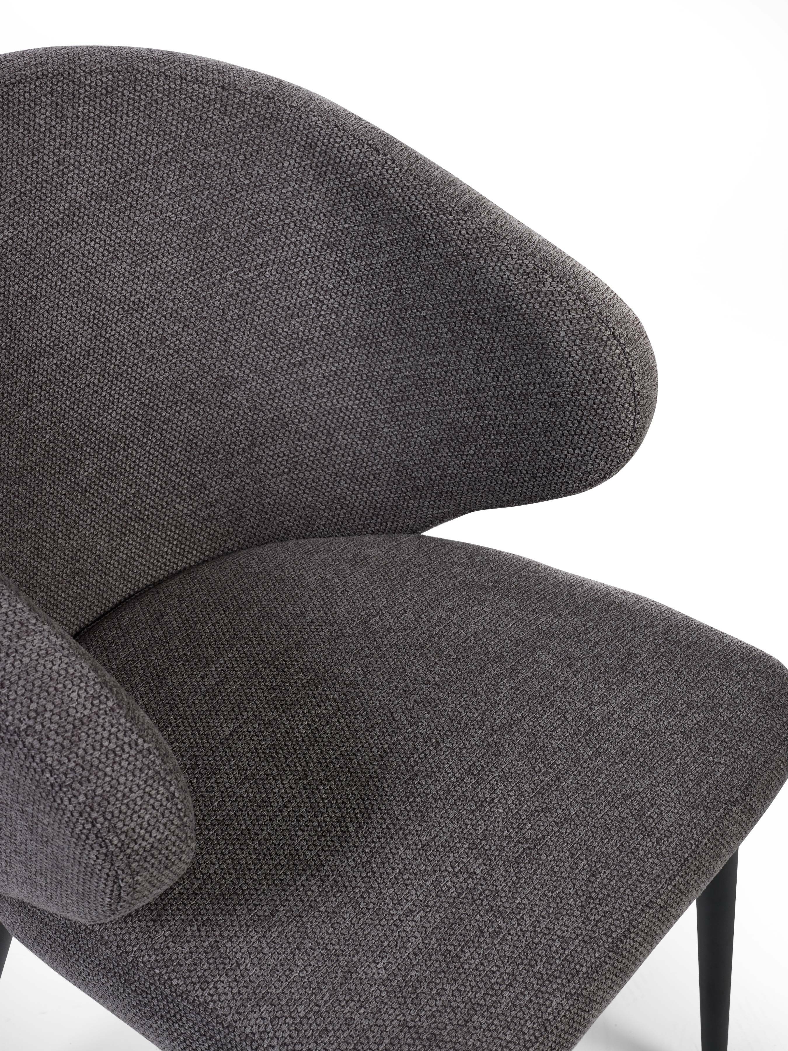 Set of 2 Anders Mid Grey Curved Dining Chairs