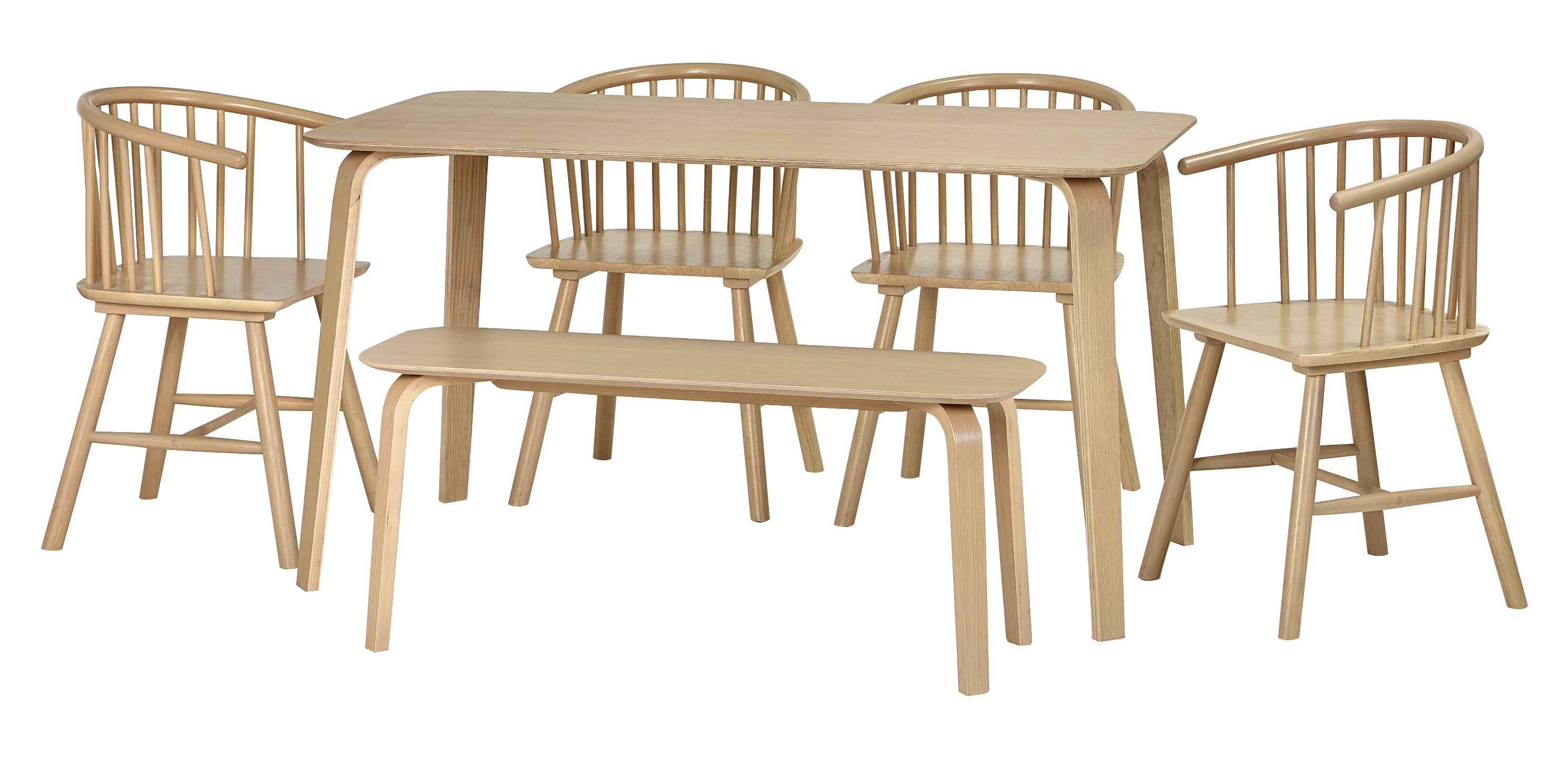 Set of 2 Buckhurst Oak Wood Curved Dining Chairs