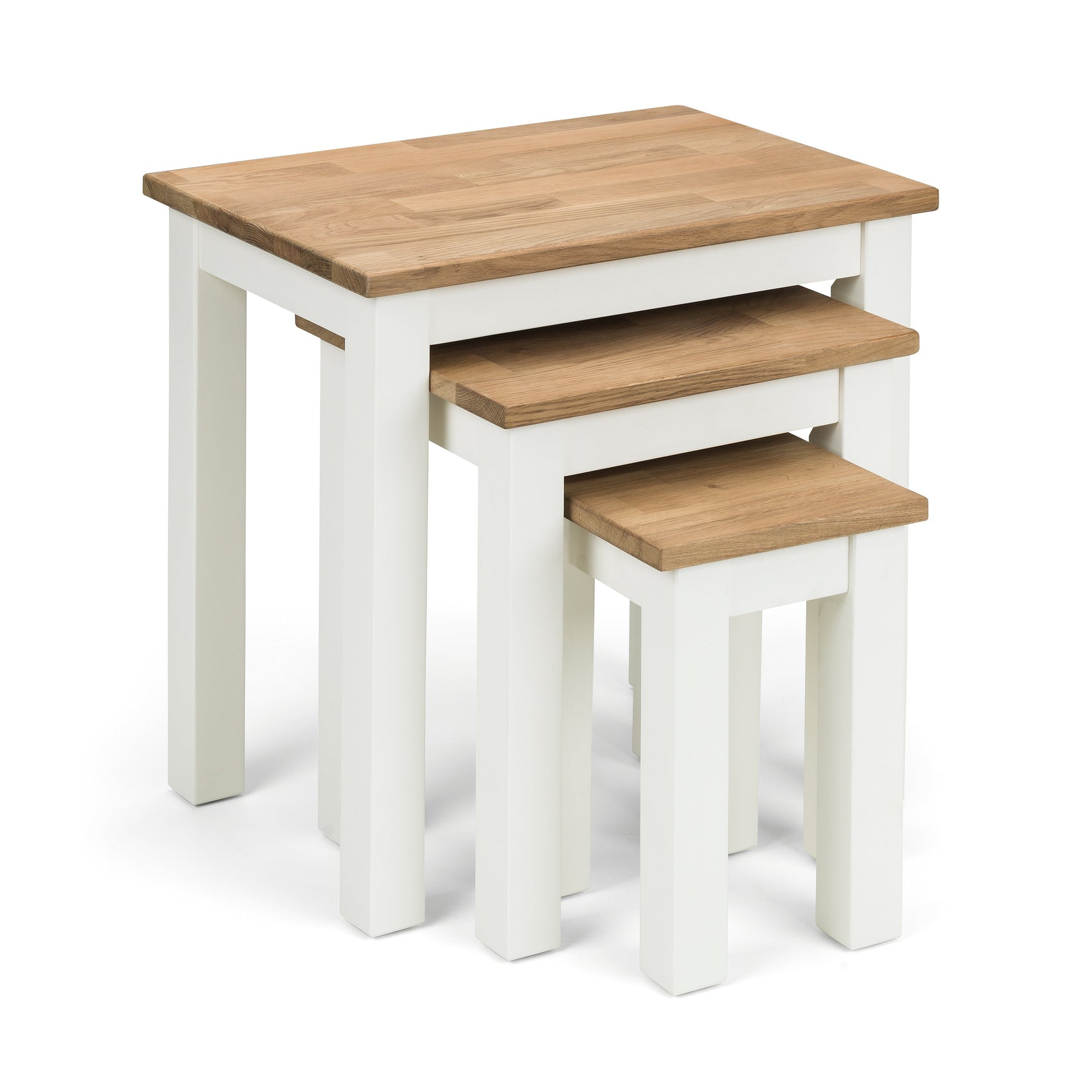 Osborne Ivory & Oak Wood Nest Of 3 Tables