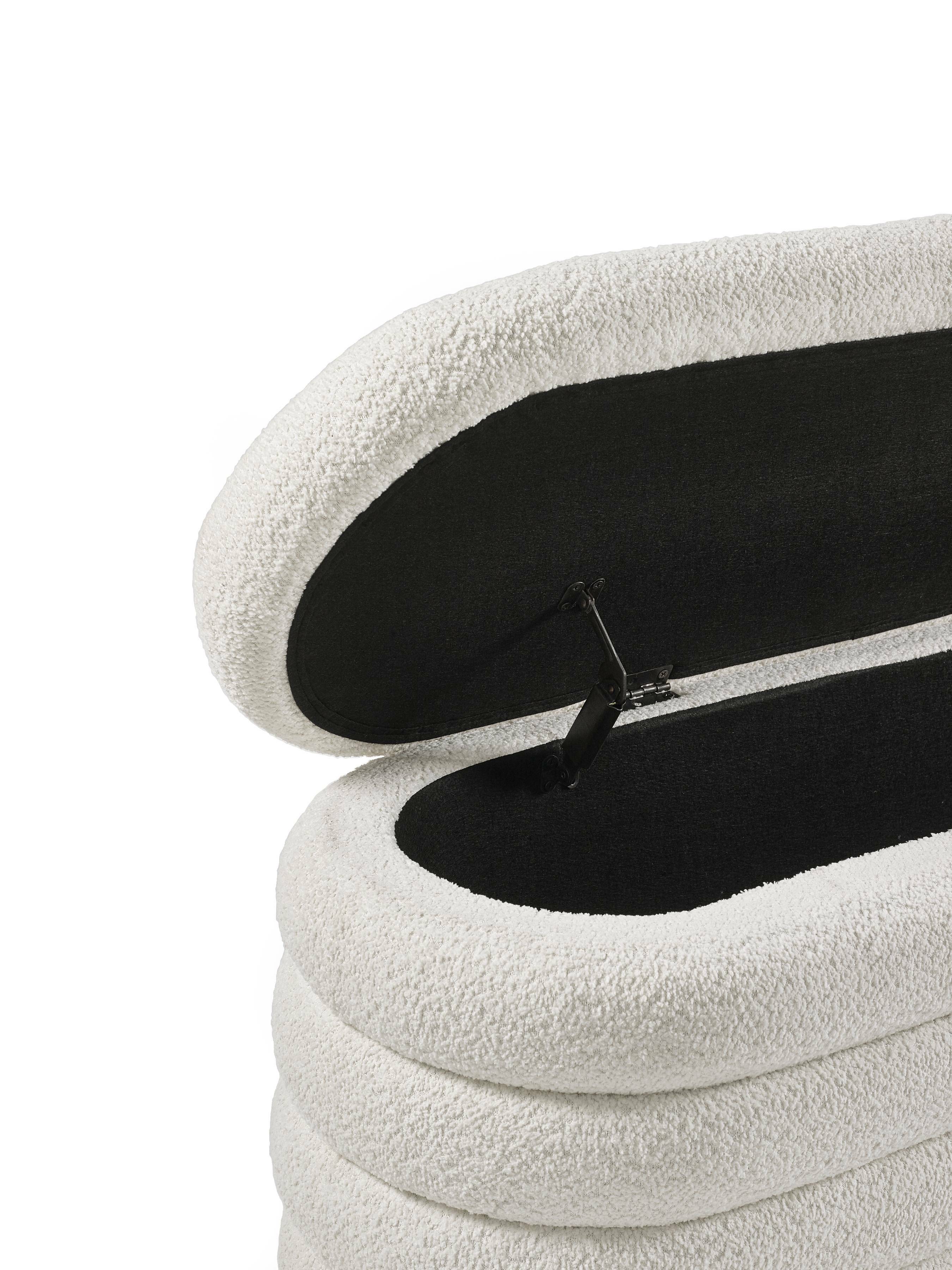 Alana Ivory Boucle Ottoman Storage Bench