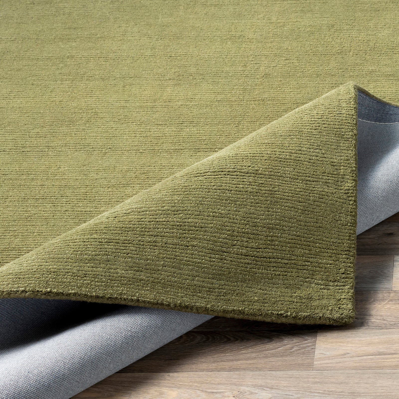 Mystique Modern Wool Modern Green & Sage Rug 152x244cm - folded detail