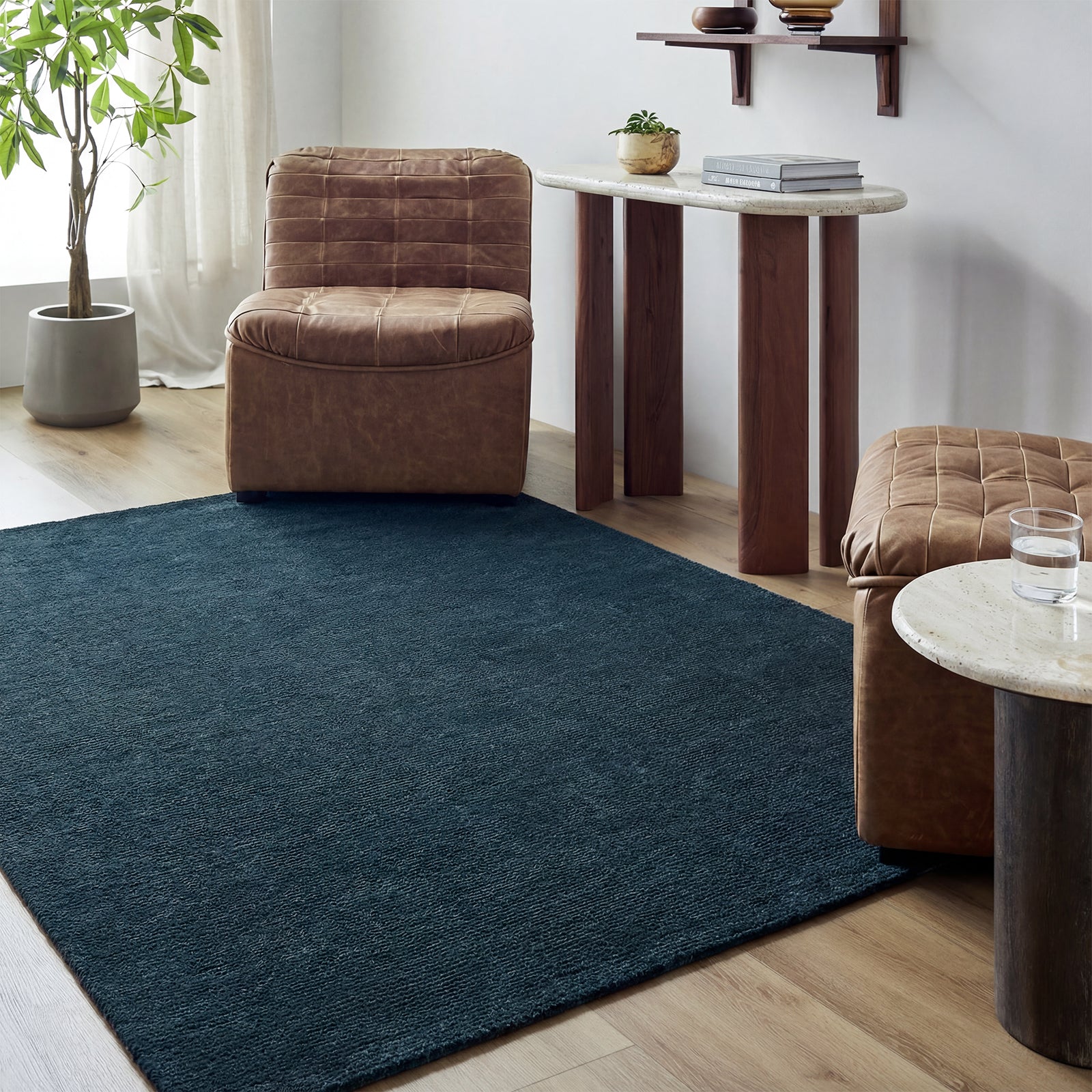 Mystique Modern Wool Modern Blue & Dark Blue Rug 152x244cm - room setting