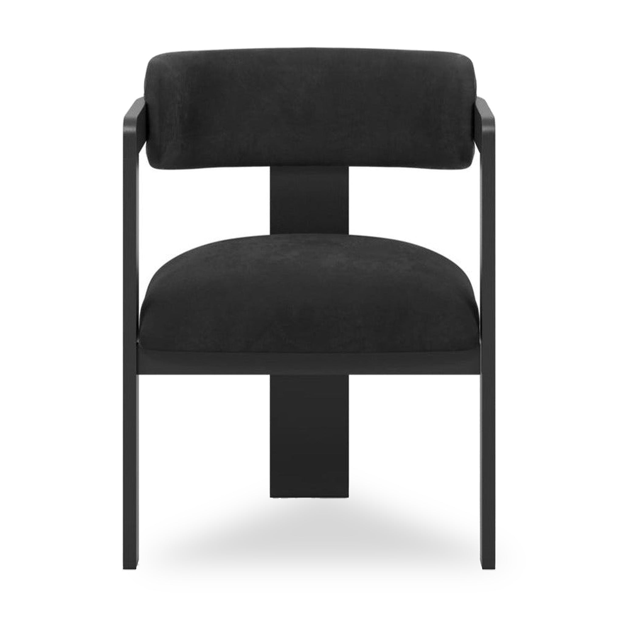 Mai Black Velvet & Black Wood Tripod Dining Chair
