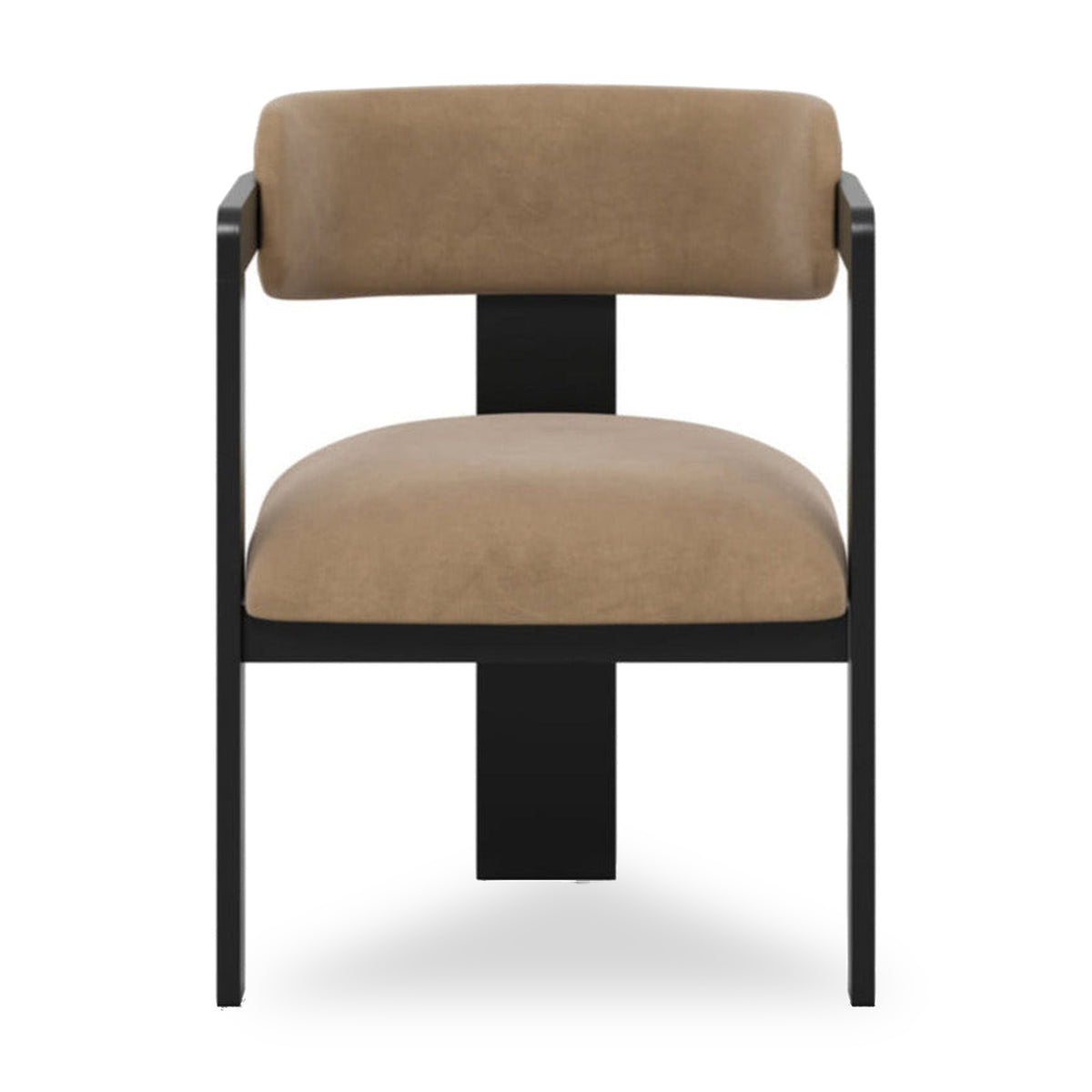 Mai Mole Taupe Velvet & Black Wood Tripod Dining Chair