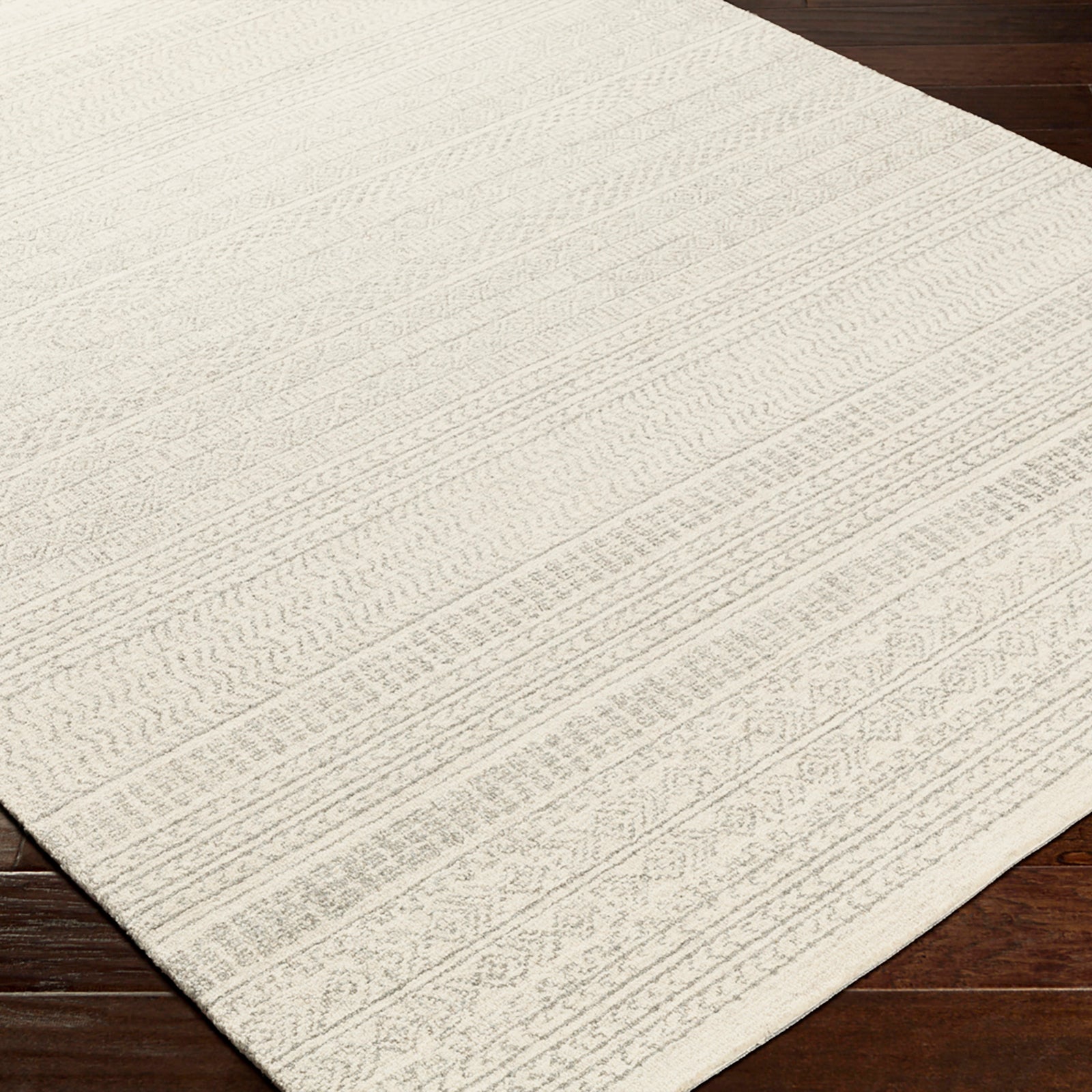 Maroc Global Wool Global Grey & Ivory Rug 91x152cm - corner detail