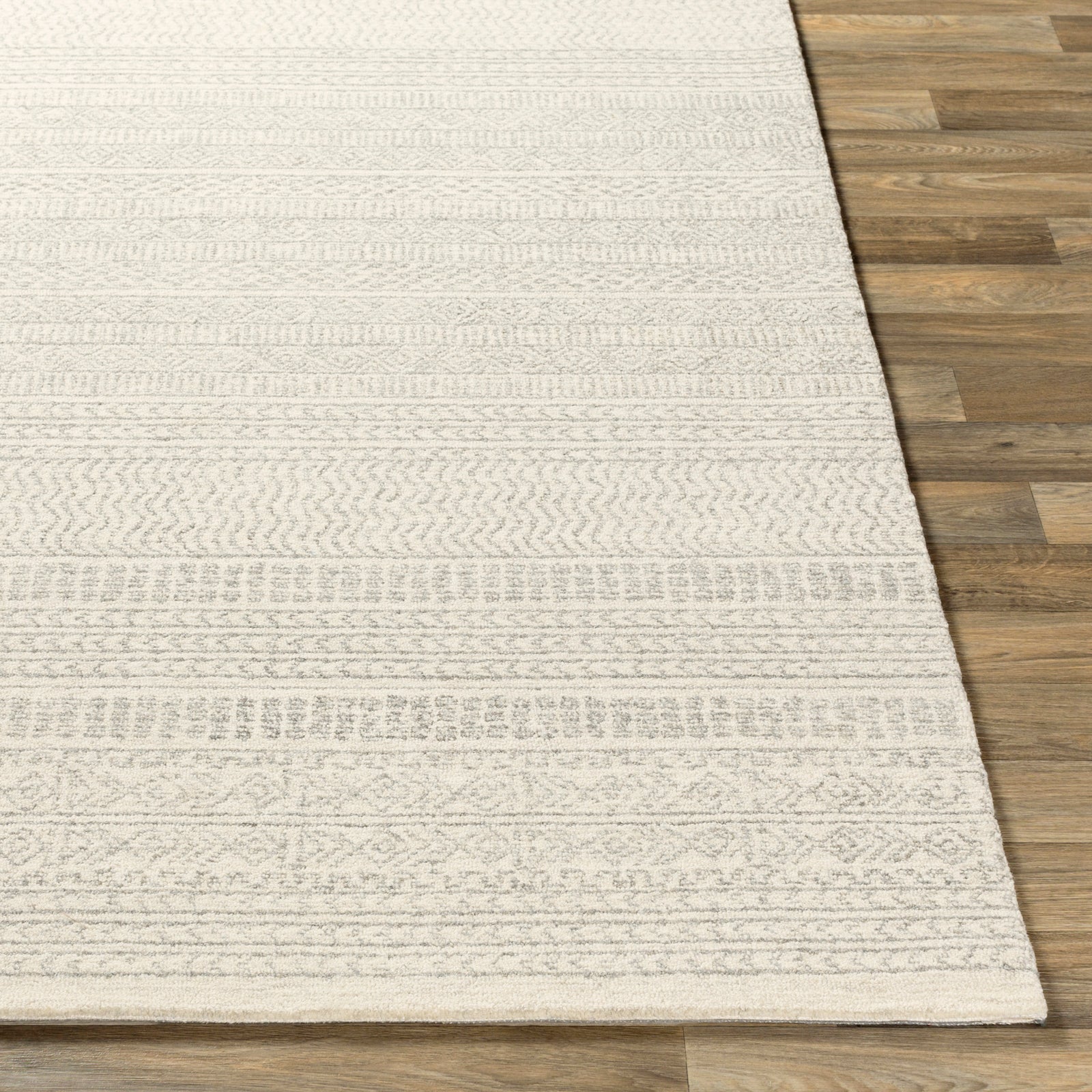 Maroc Global Wool Global Grey & Ivory Rug 91x152cm - reverse roll detail