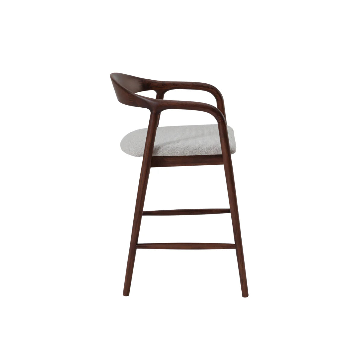 Barton Walnut Brown Wood Barstool - Oatmeal Boucle