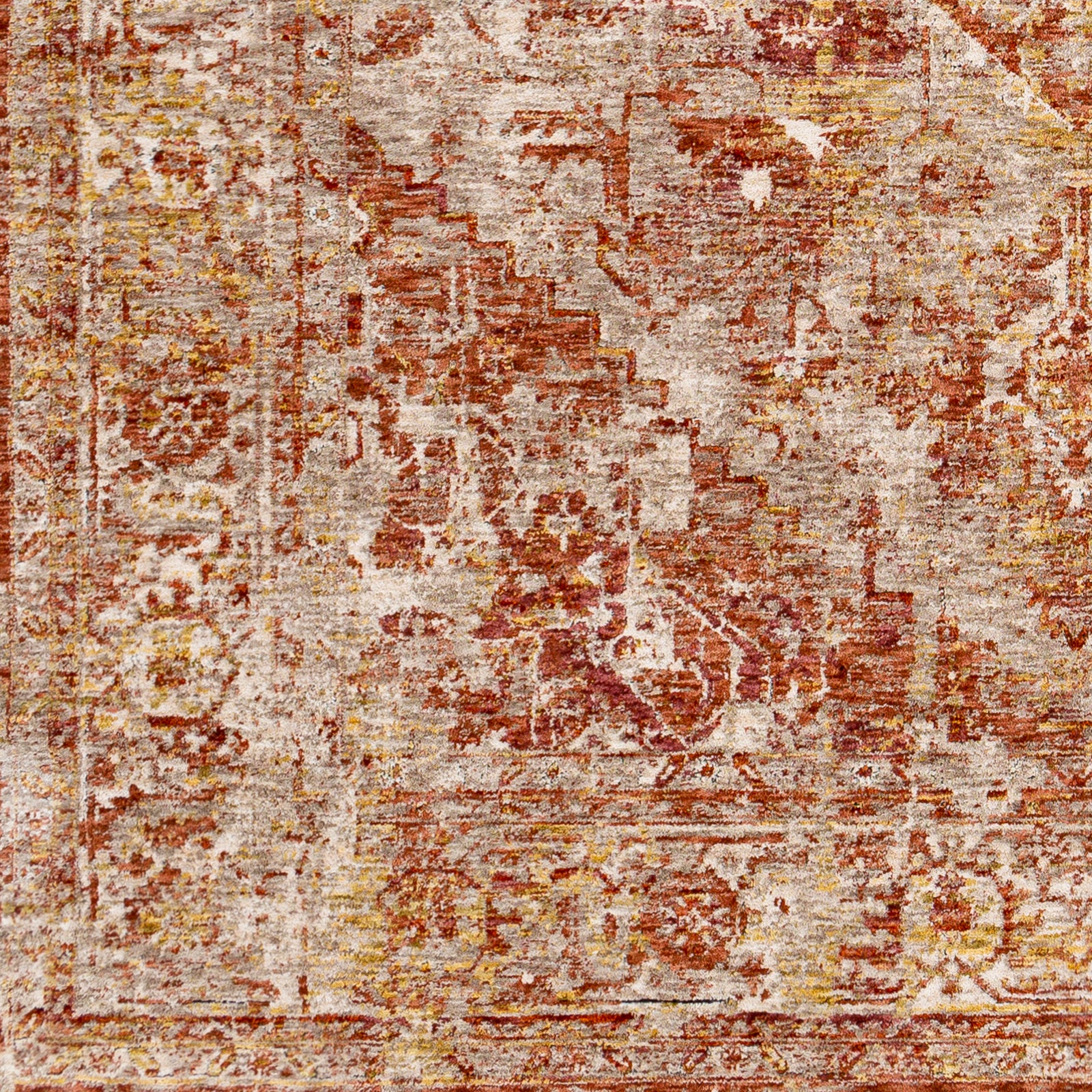 Mirabel Vintage Traditional Boho Fringe Brown & Dusty Coral Polyester Rug 152x225cm - colour swatch