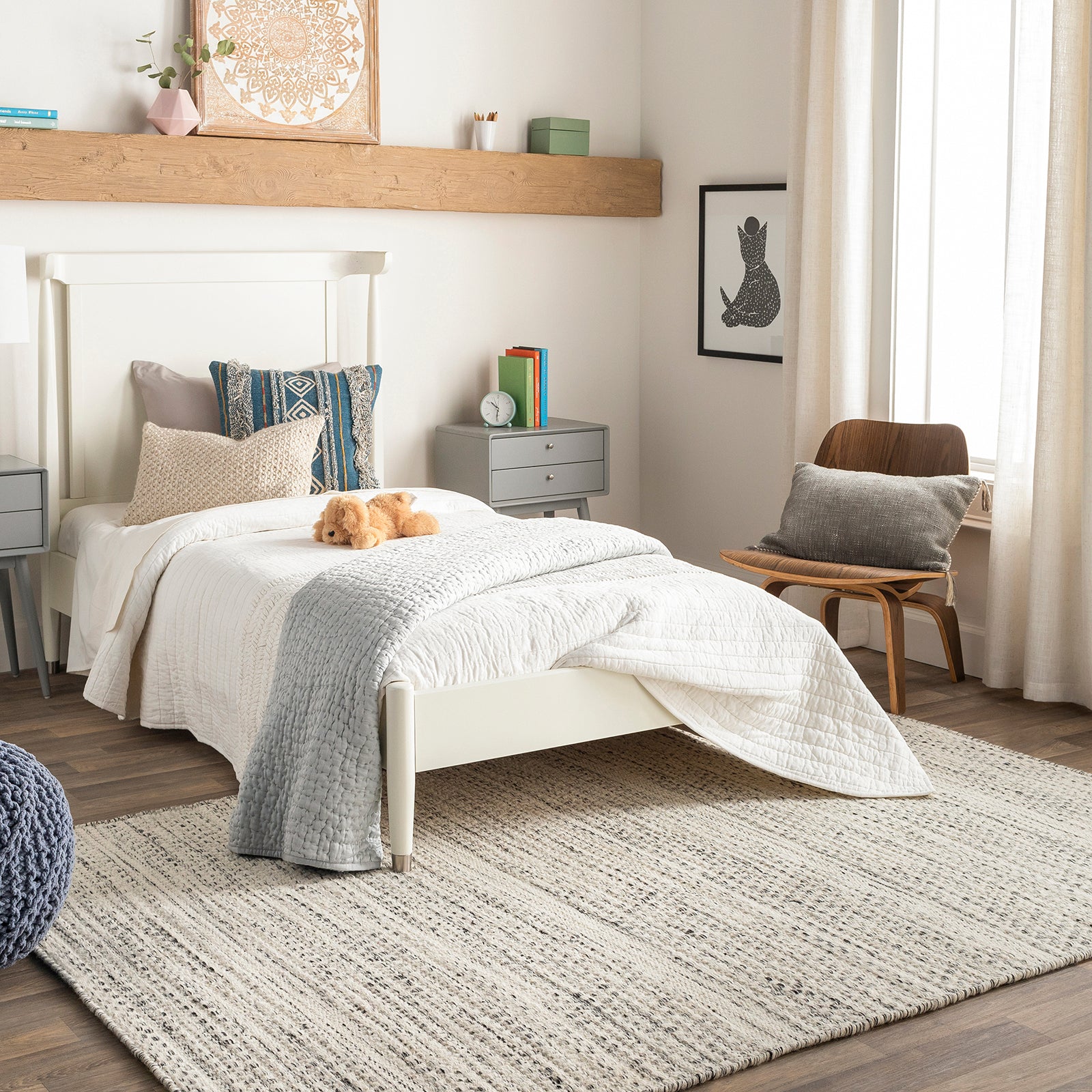 Mardin Global Wool Modern Cream & Black Rug 152x228cm - pile detail