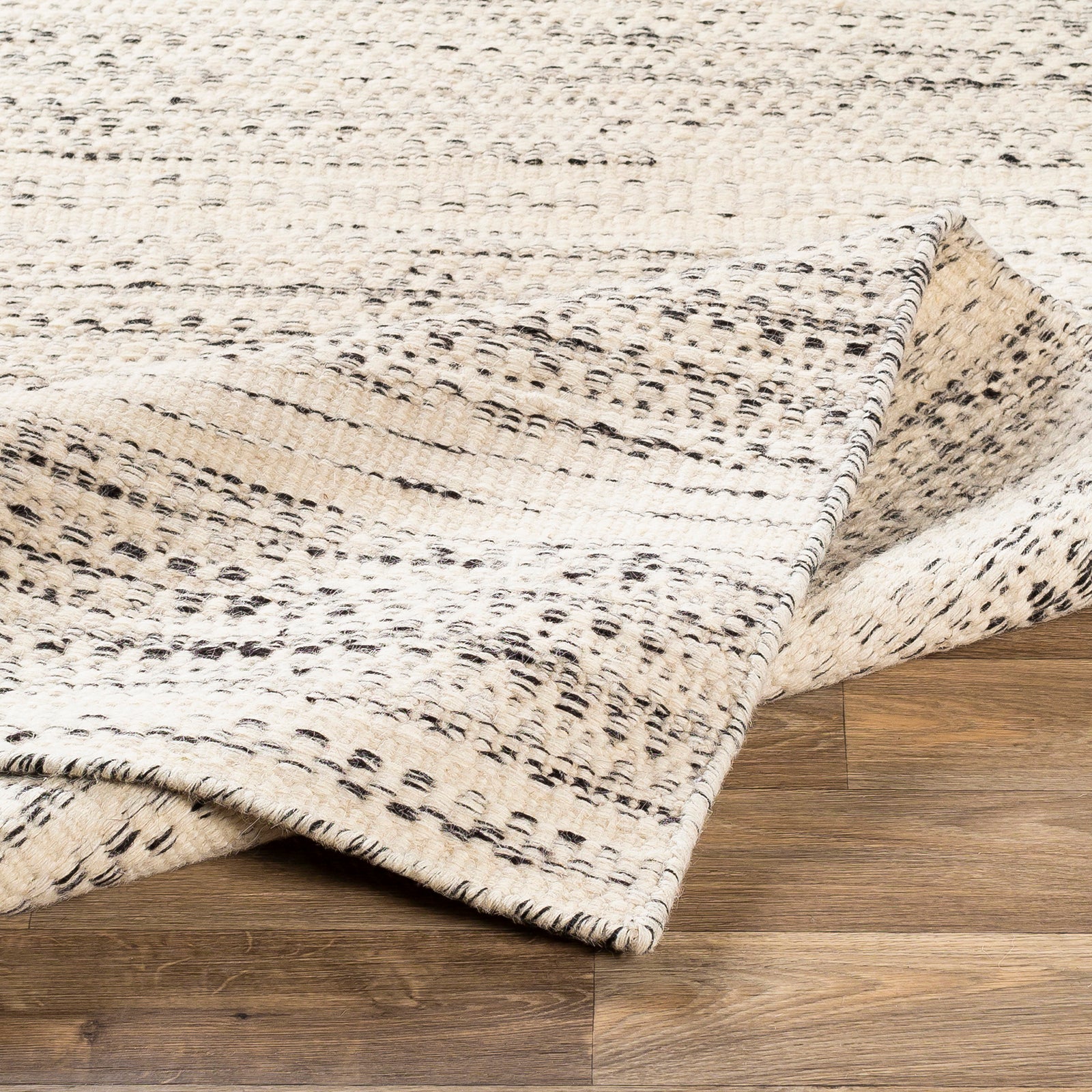 Mardin Global Wool Modern Cream & Black Rug 152x228cm - folded detail