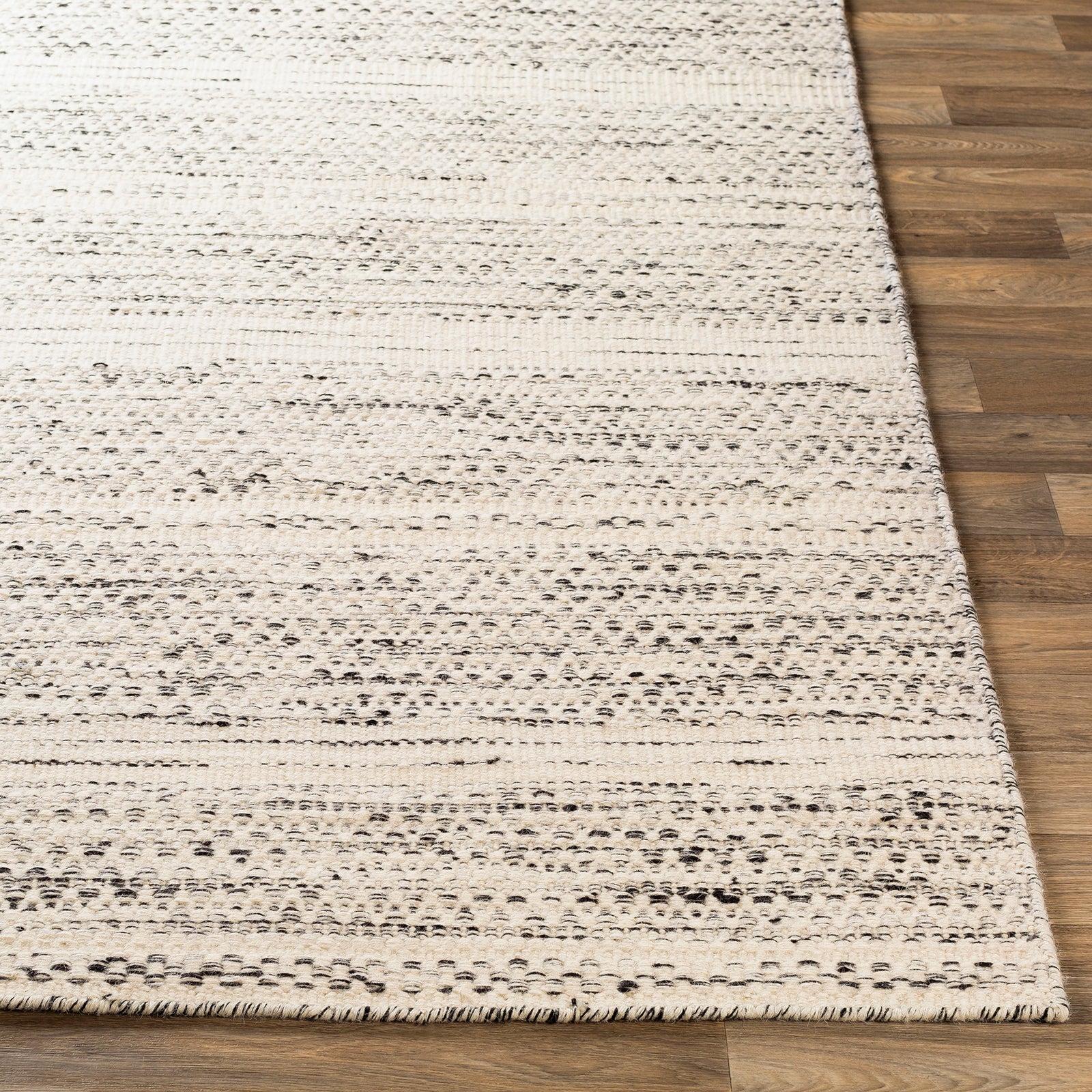 Mardin Global Wool Modern Cream & Black Rug 152x228cm - reverse roll detail