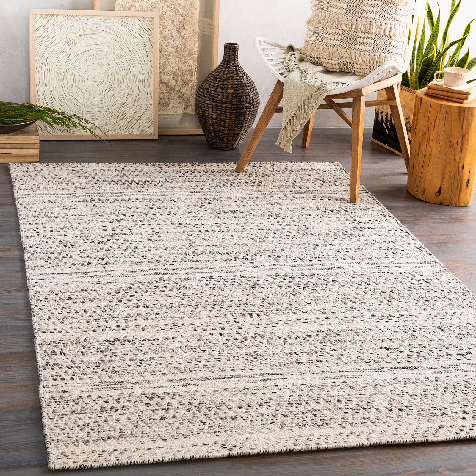Mardin Global Wool Global Beige & Grey Rug 152x228cm - room setting