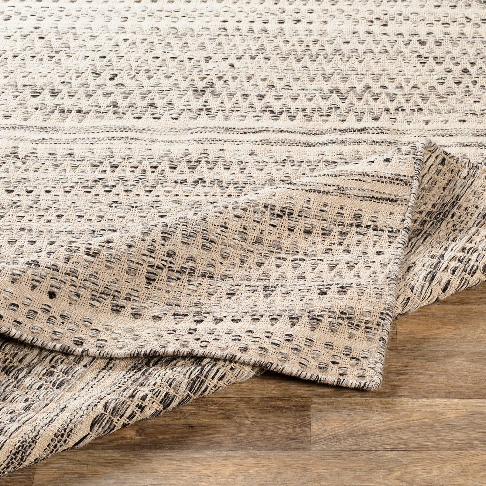 Mardin Global Wool Global Beige & Grey Rug 152x228cm - folded detail