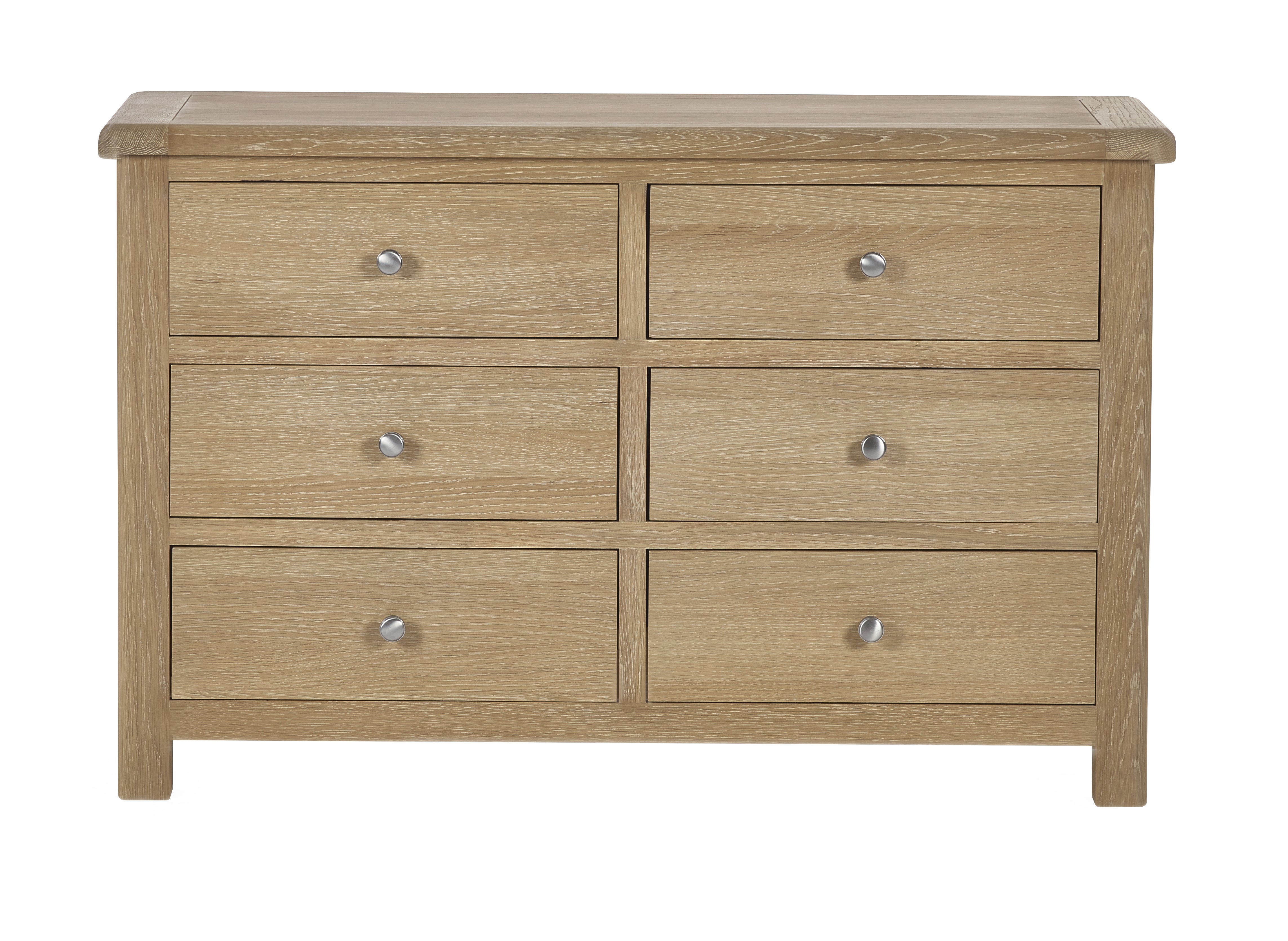 Cayden Limed Oak Wood Chest of Drawers | 6 Drawers