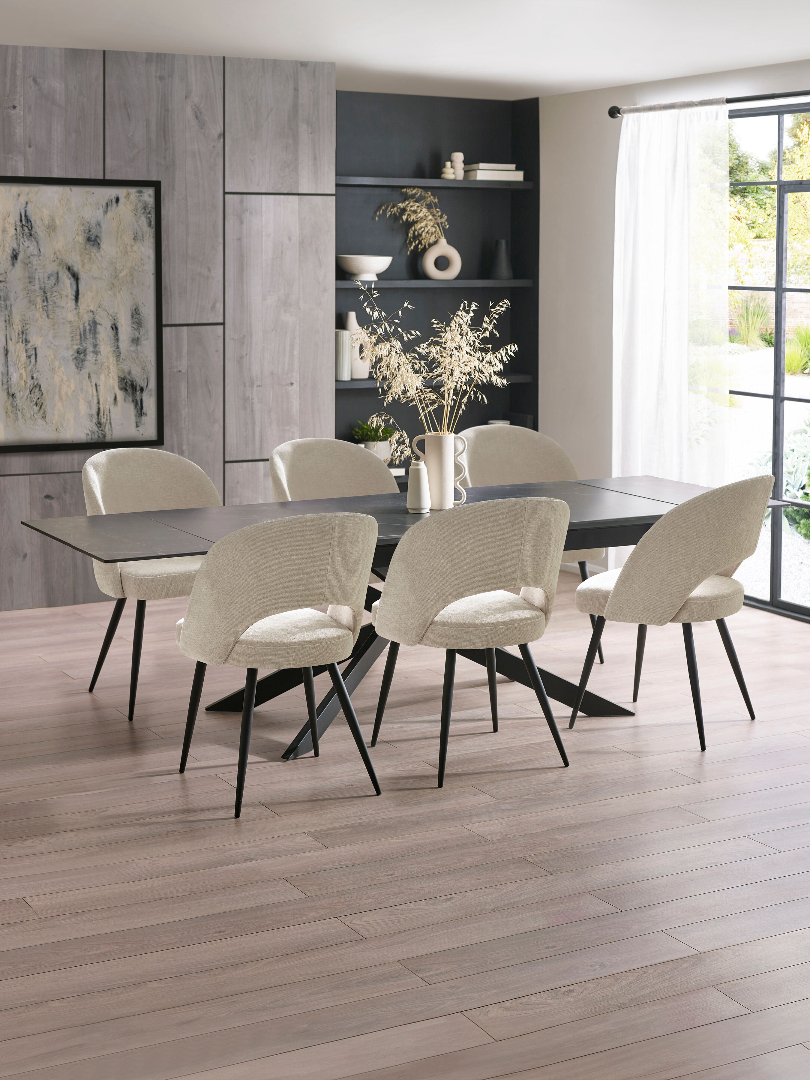 Set of 2 Incia Calico Cream Dining Chairs