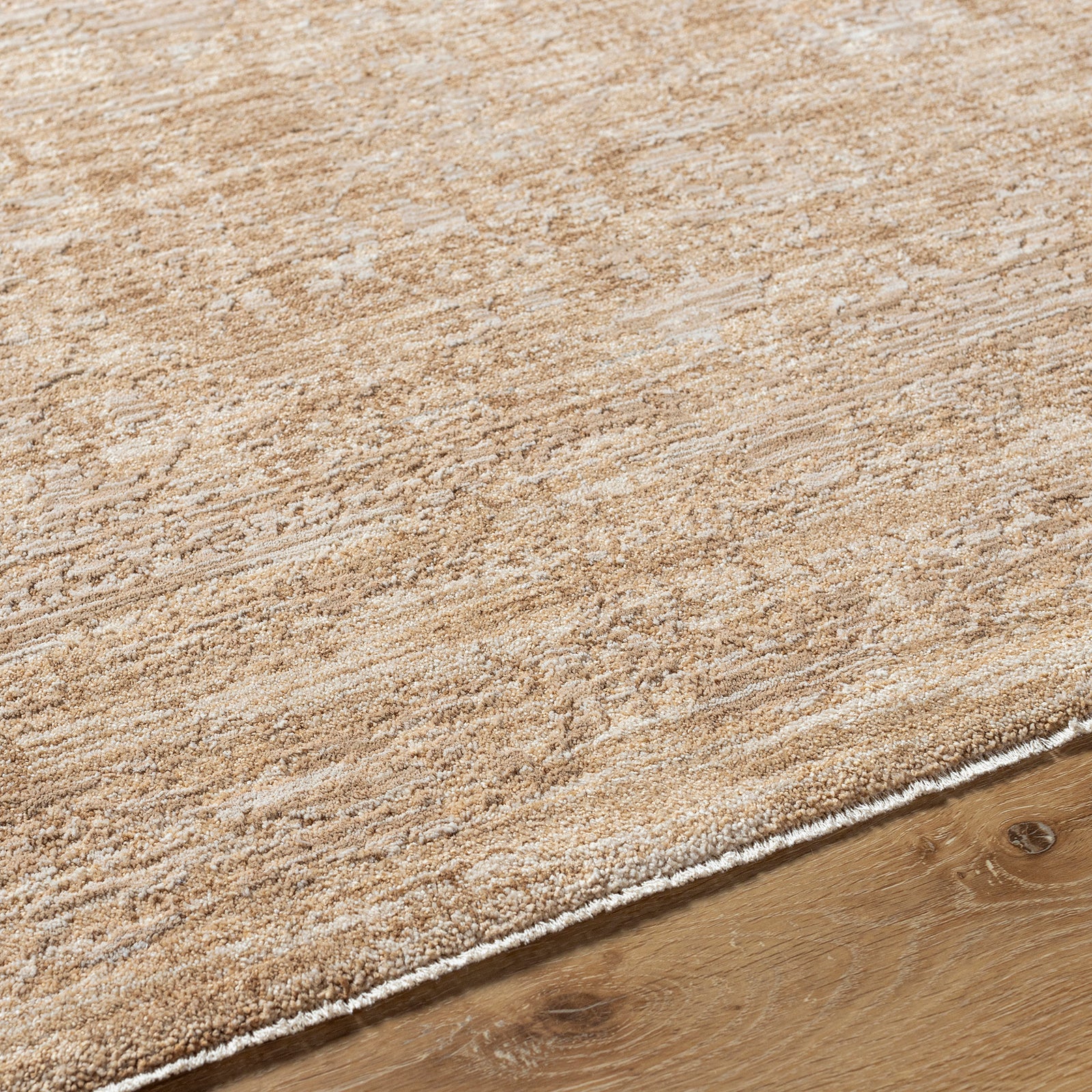 Masterpiece Vintage Traditional Boho Fringe Beige & Tan Polyester Rug 152x225cm - texture detail