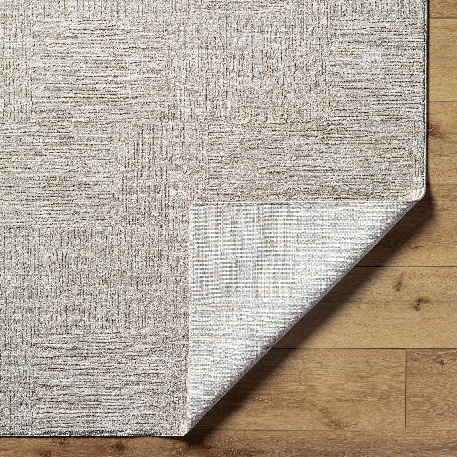 Masterpiece Modern Graphic Fringe Grey & Light Grey Polyester Rug 152x225cm - folded detail