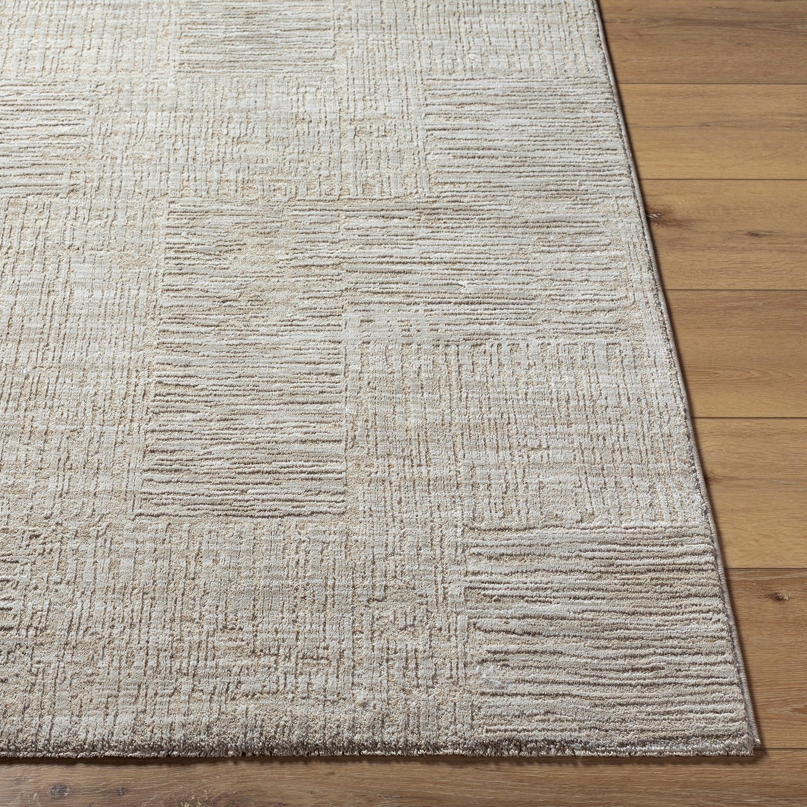 Masterpiece Modern Graphic Fringe Grey & Light Grey Polyester Rug 200x290cm - front view