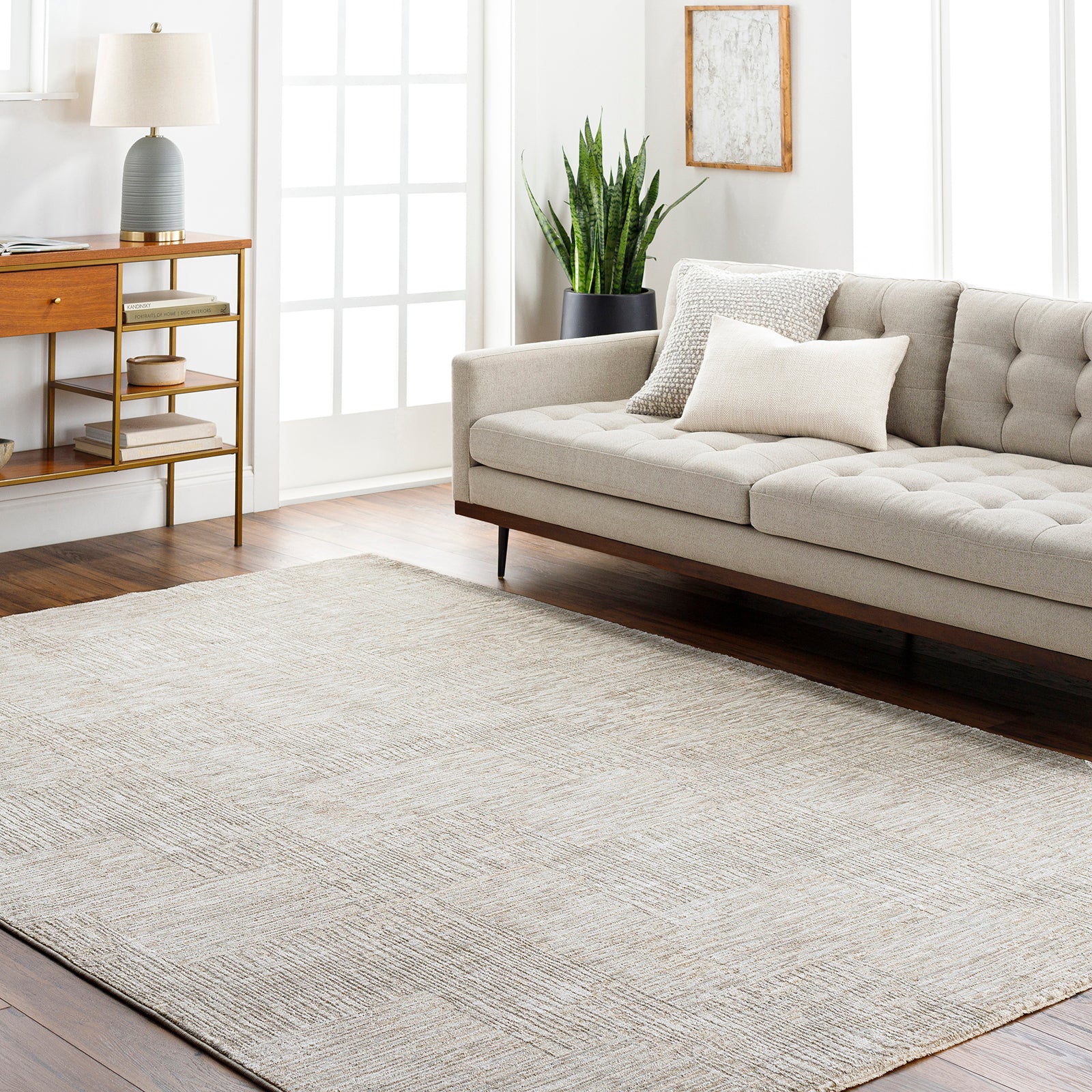 Masterpiece Modern Graphic Fringe Grey & Light Grey Polyester Rug 152x225cm - room setting