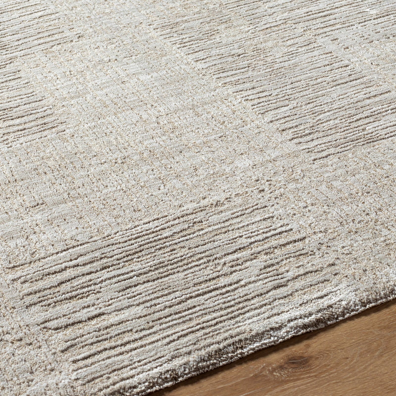 Masterpiece Modern Graphic Fringe Grey & Light Grey Polyester Rug 152x225cm - texture detail