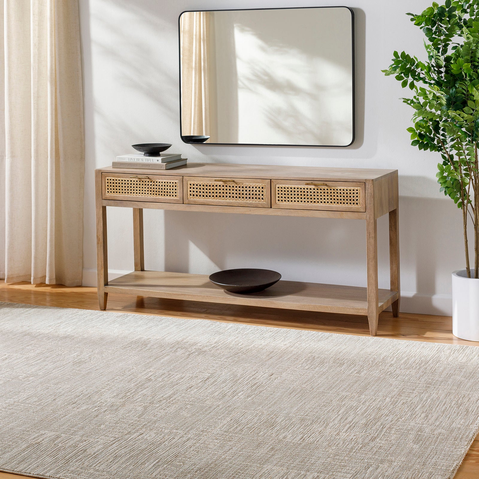 Masterpiece Modern Graphic Fringe Grey & Light Grey Polyester Rug 152x225cm - styled detail