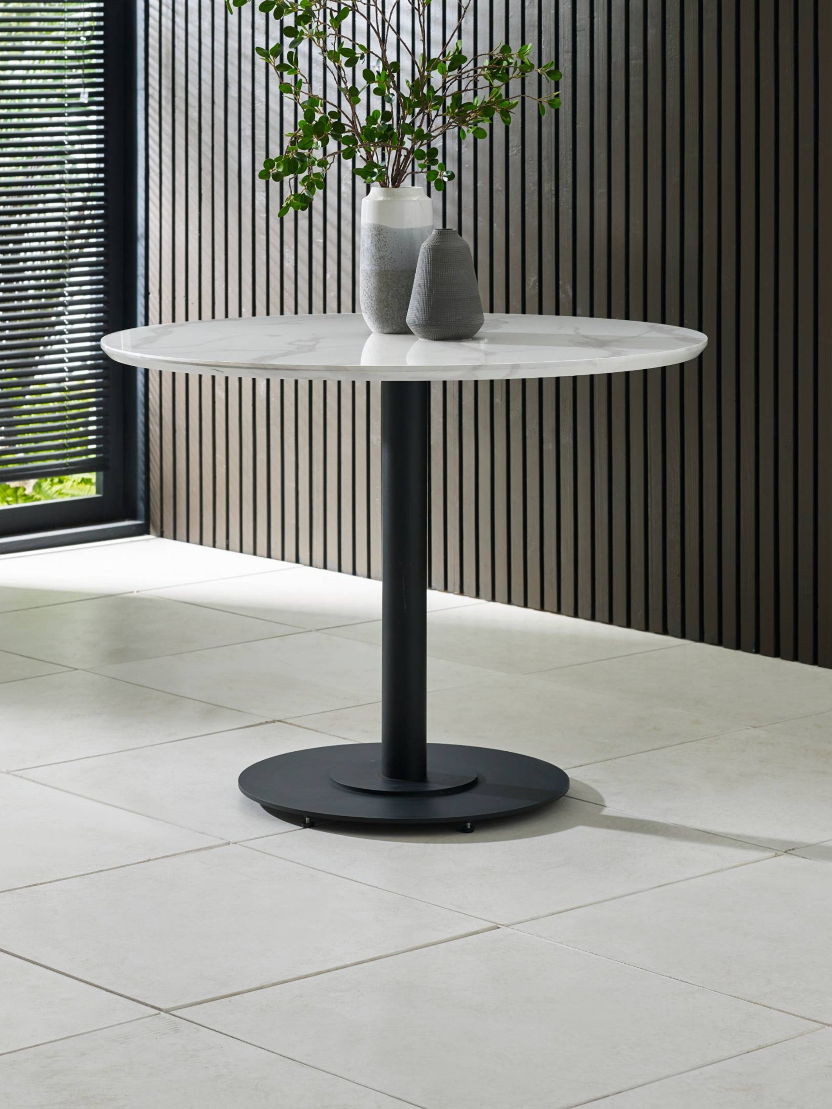Romano White Marble Effect Round Dining Table 100cm