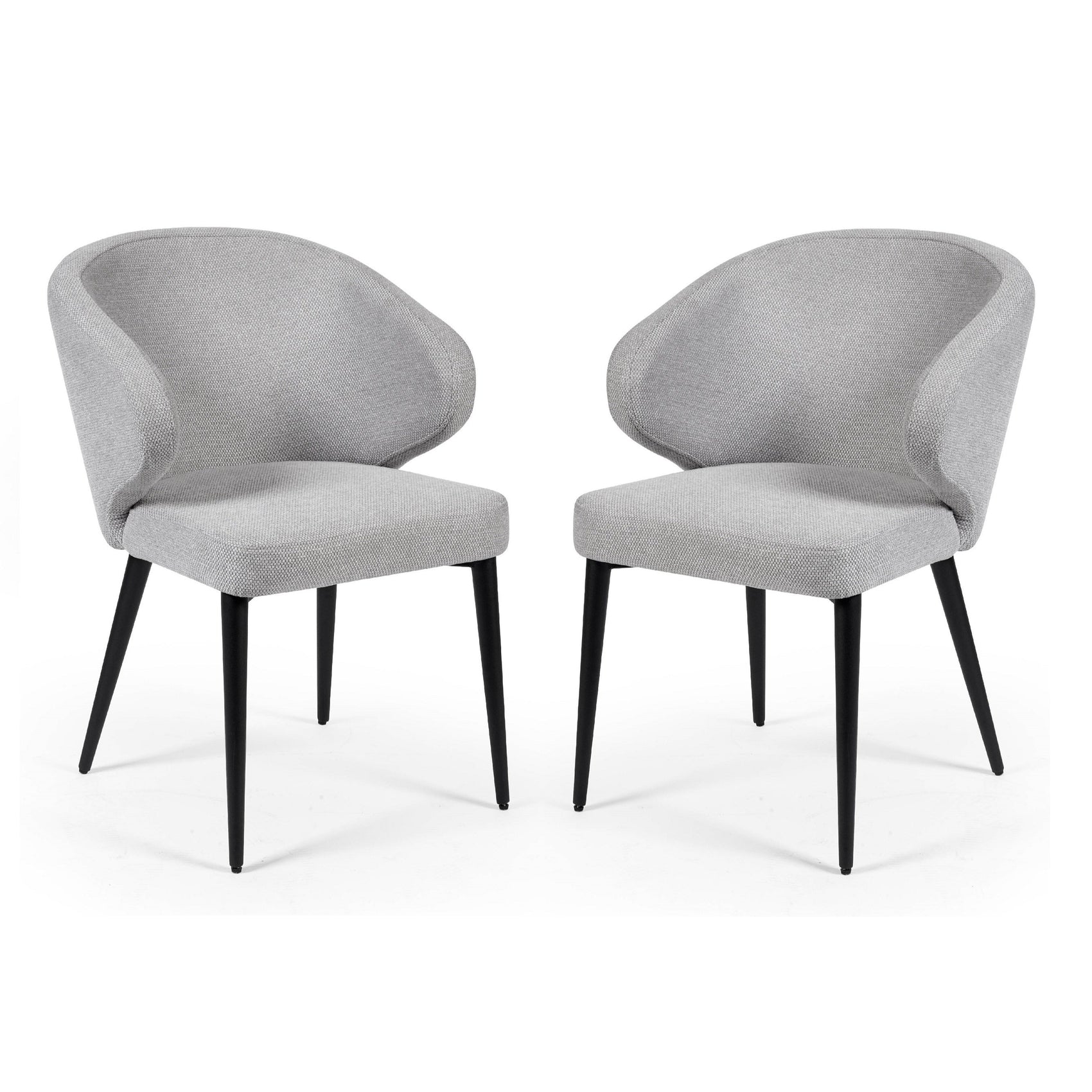 Set of 2 Anders Light Grey Curved Dining Chairs
