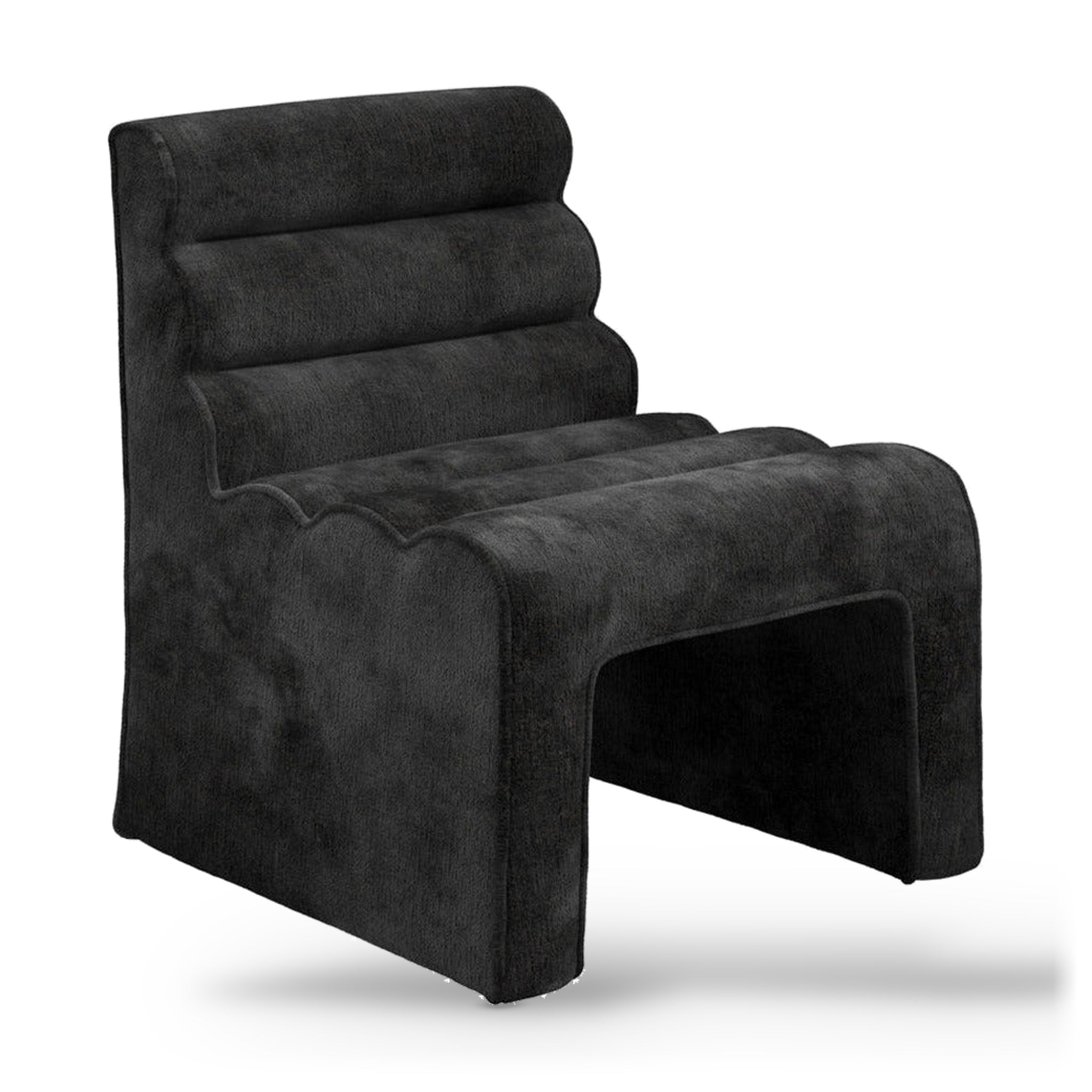 Nami Black Velvet Chenille Wavy Accent Chair