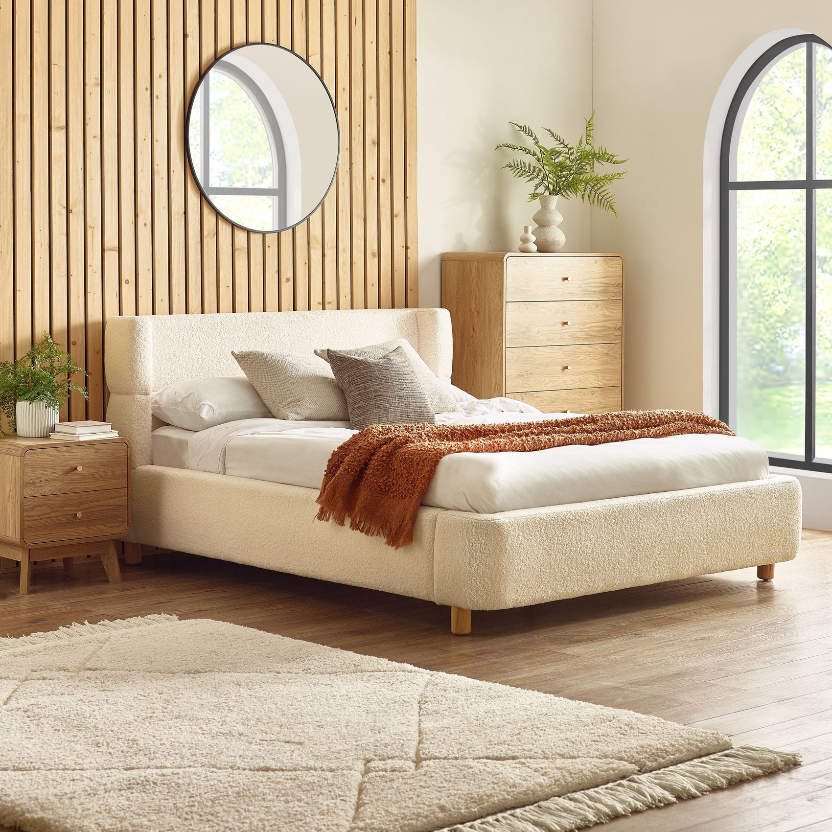 Noah Cream Boucle Curved King Bed