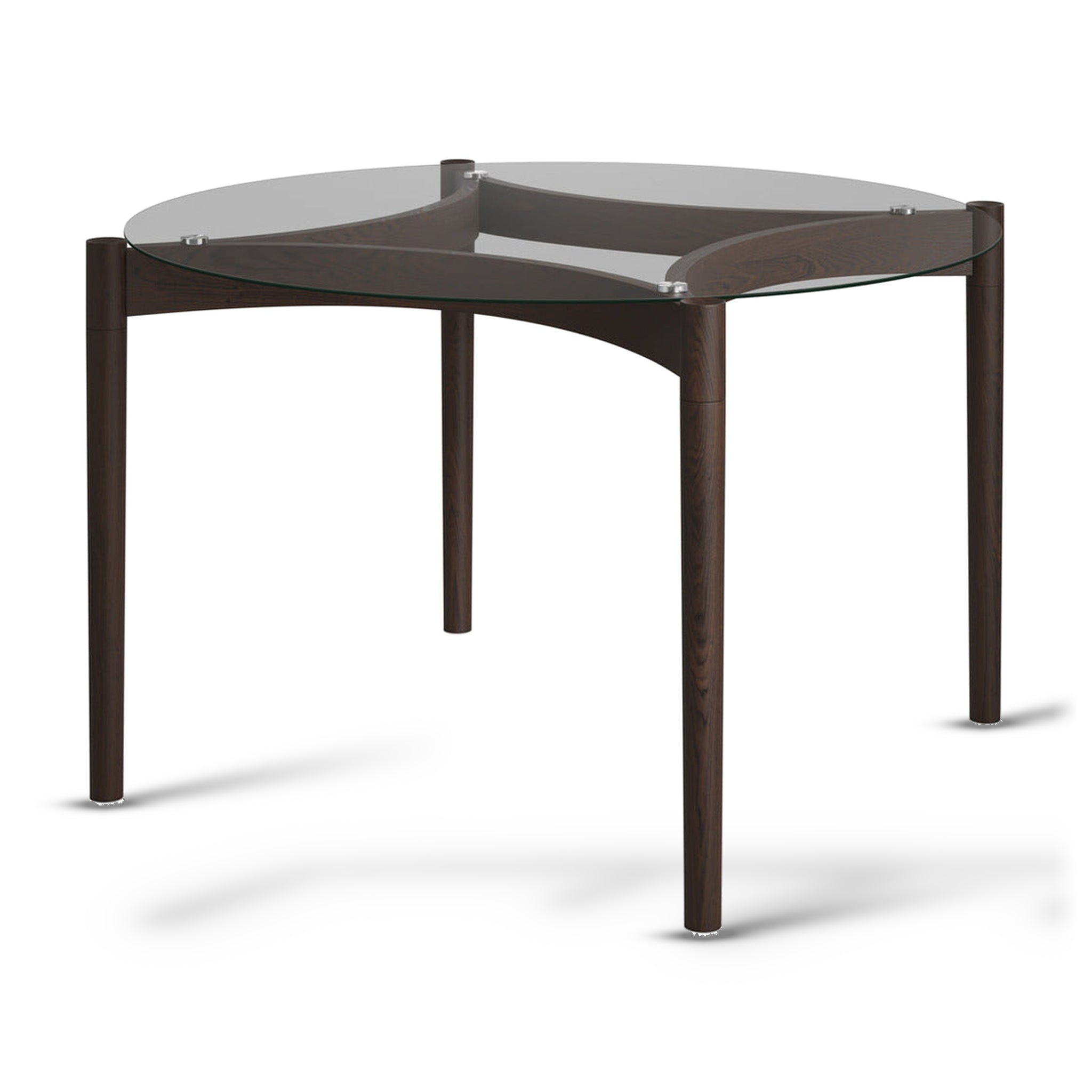 Ned Chocolate Brown Wood & Clear Glass Round Dining Table