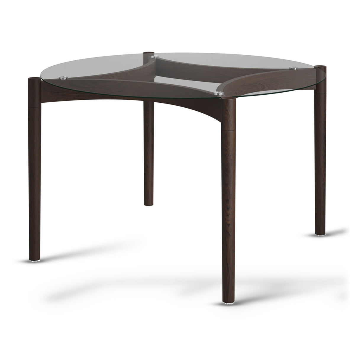 Ned Chocolate Brown Wood & Clear Glass Round Dining Table