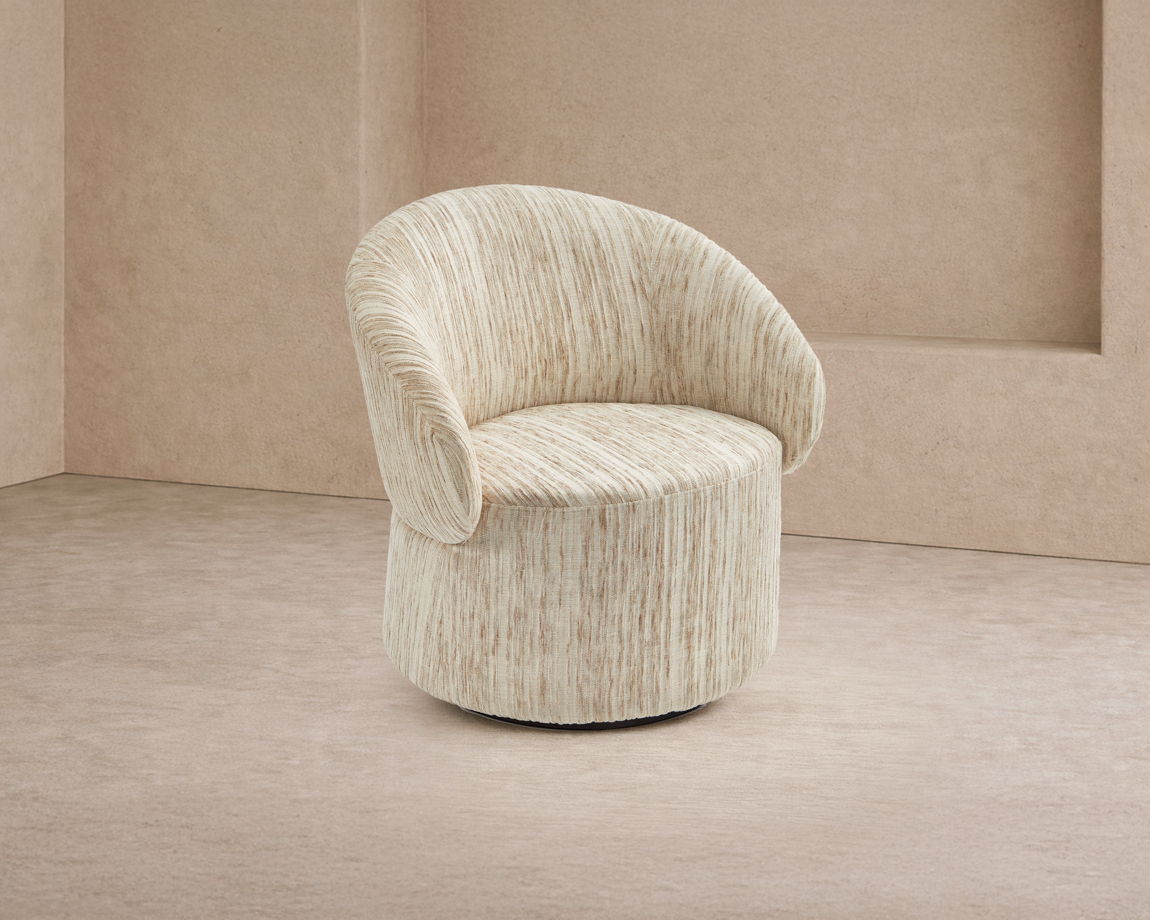 Aurelle Windsor Beige & Matt Black Swivel Armchair