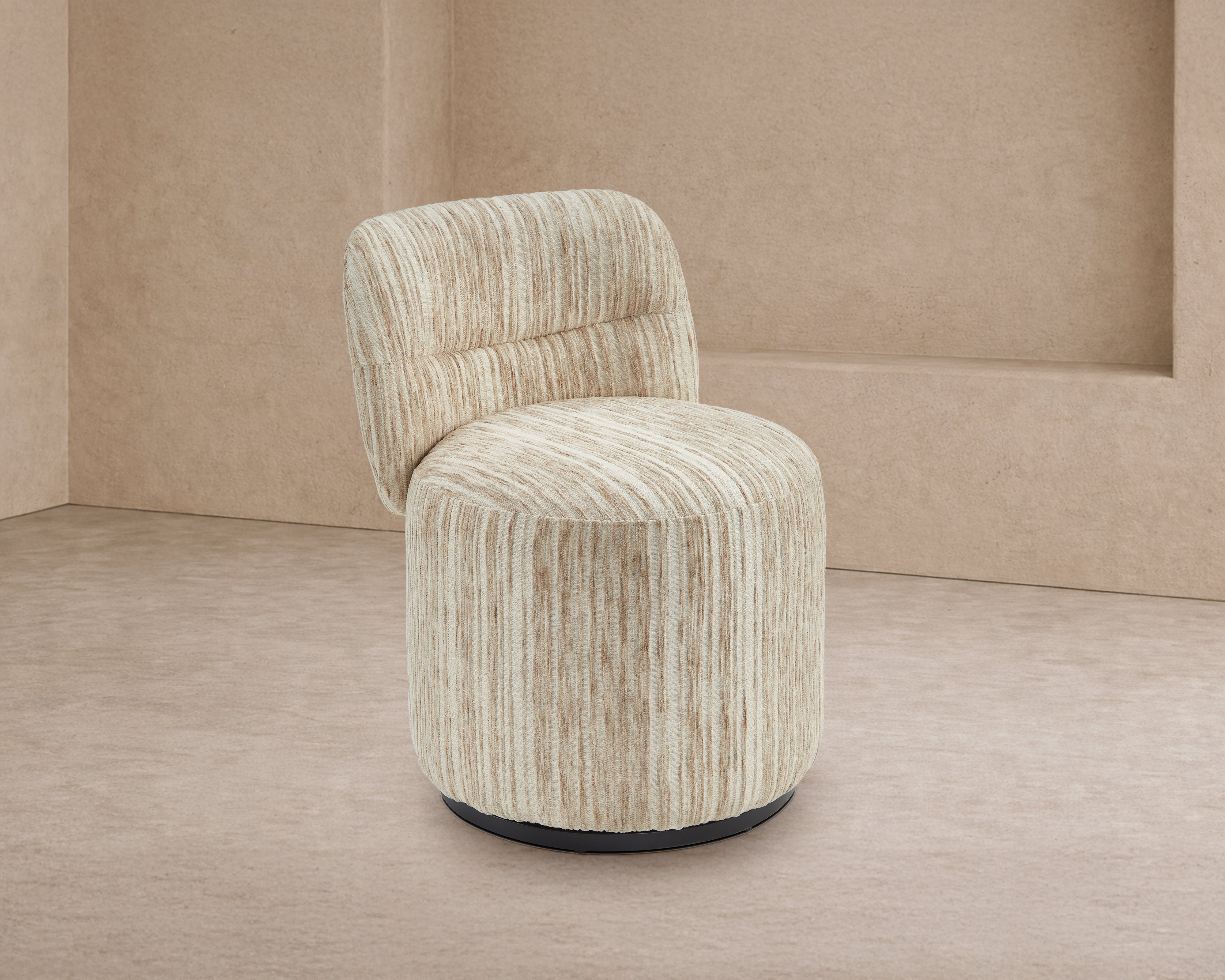 Aura Swivel Armchair - Windsor Beige & Matt Black