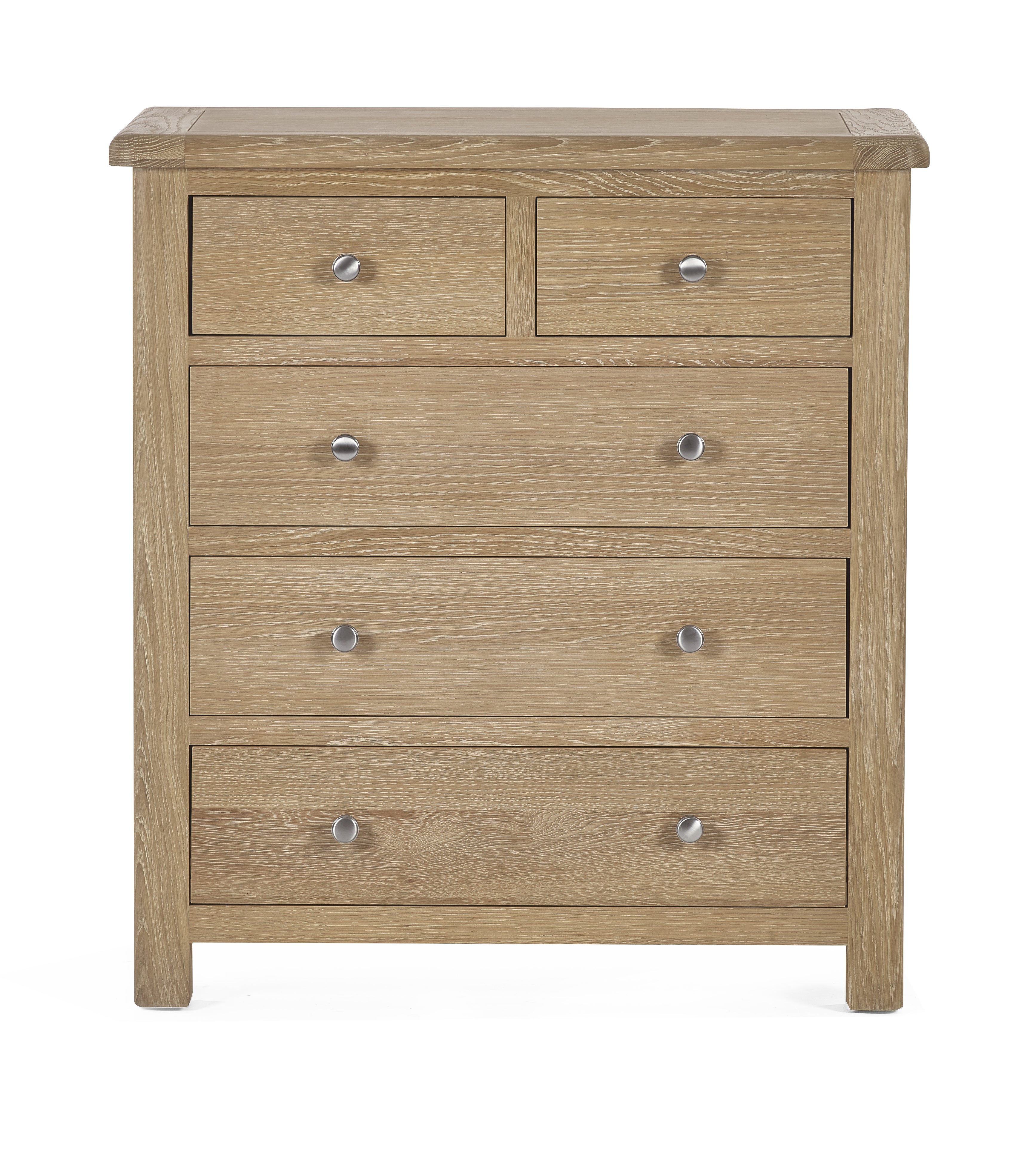 Cayden Limed Oak Wood Chest of Drawers | 5 Drawers