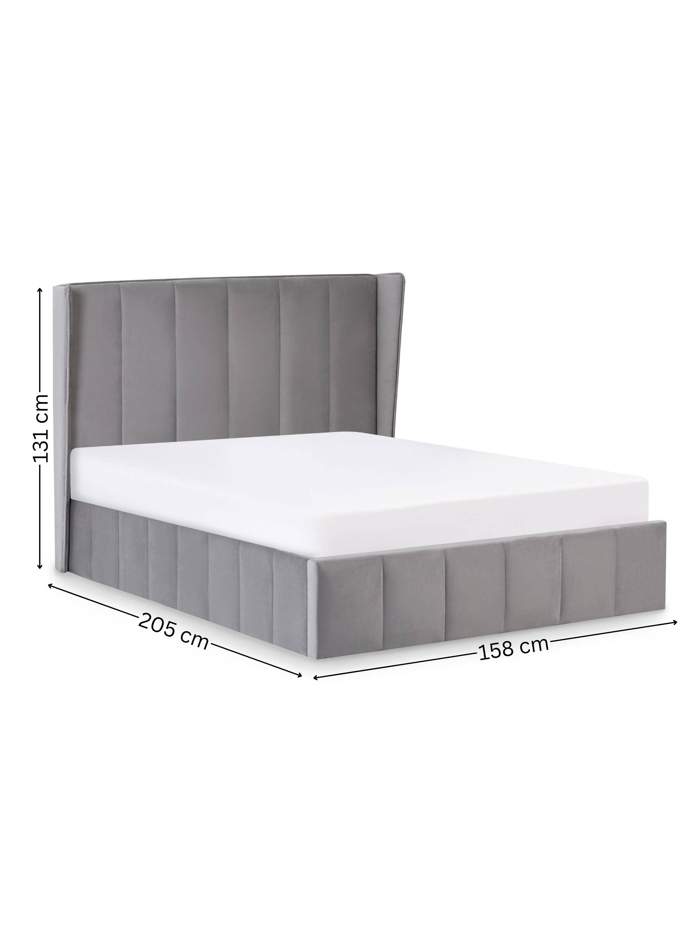 Orwell Grey Velvet Ottoman Storage Double Bed